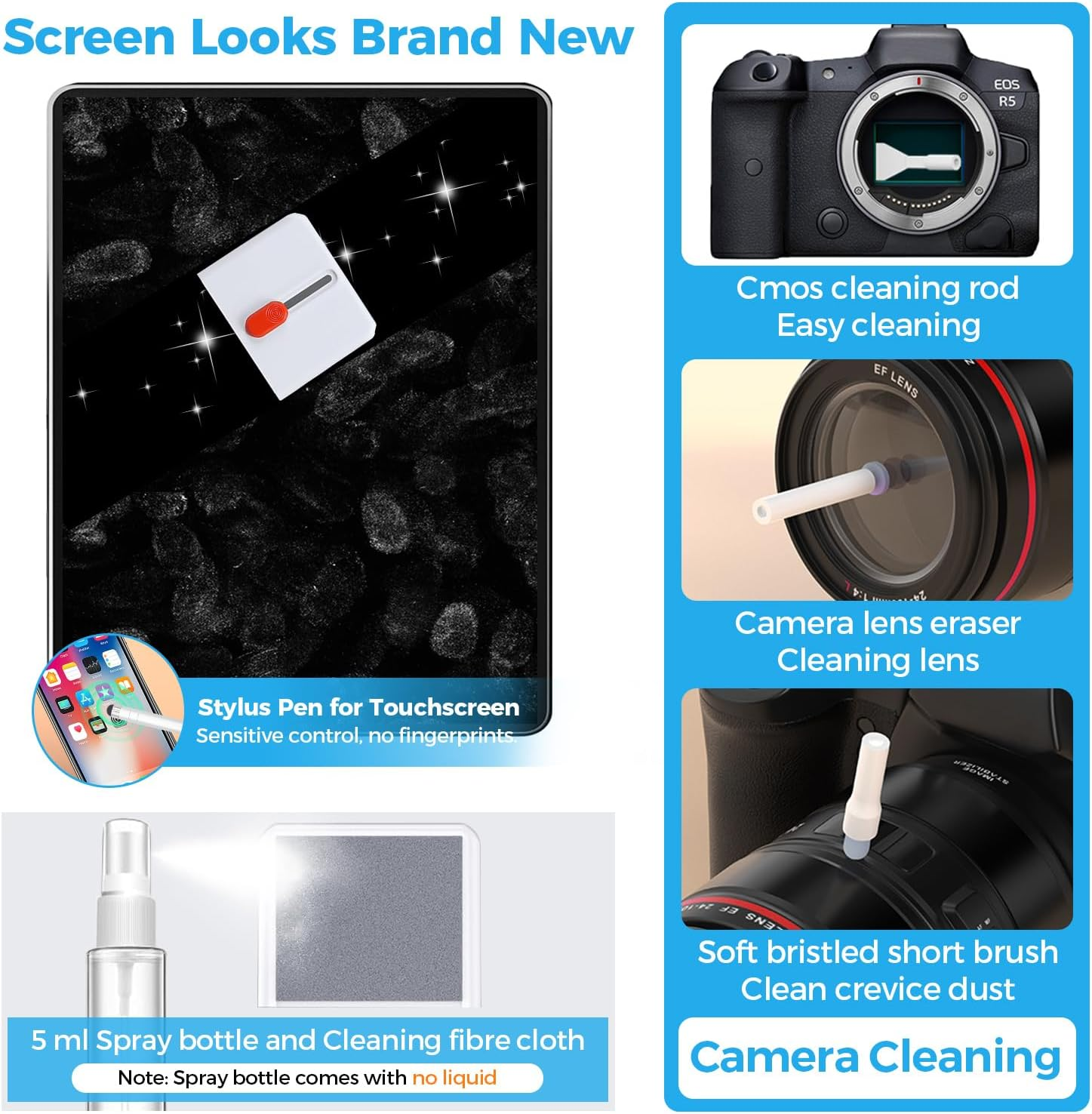 Sydroya 32-In-1 Multi-Functional Cleaner Kit for Electronic Devices, Phone Cleaning Kit, Headphones Cleaner Tool for Airpods, Multi-Tool for Cleaning Keyboard, Computer, Earbuds, Camera, Lens (White) image number 4