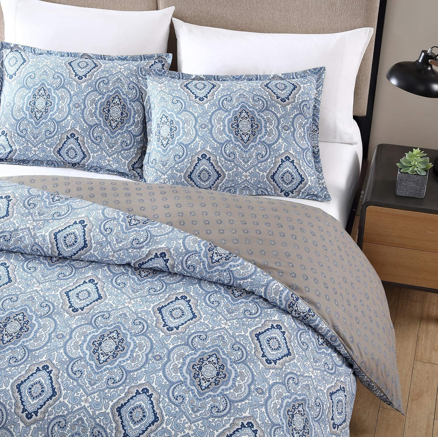 City Scene Milan Blue Duvet Cover Set, King image number 3