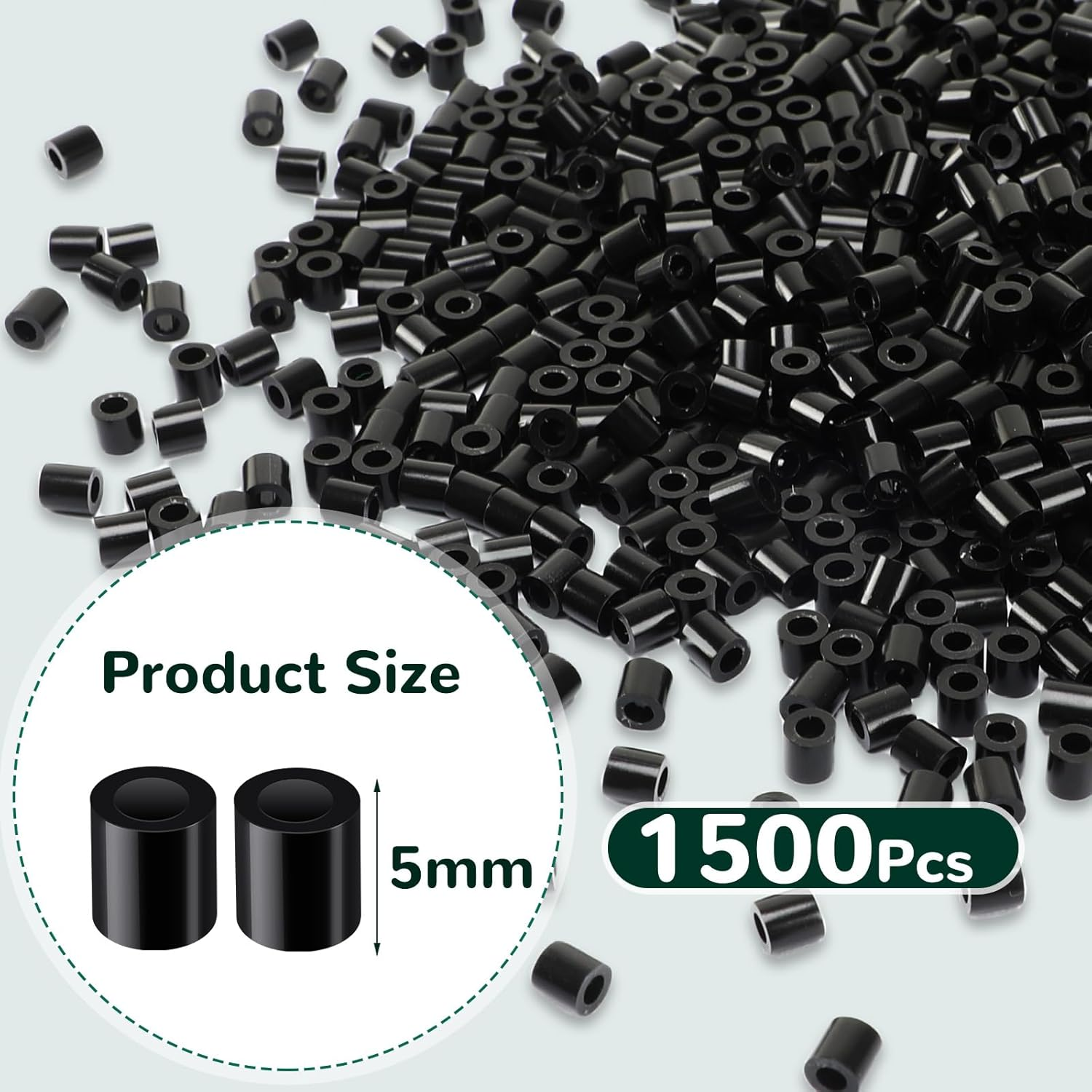 AUGSUN Fuse Beads, 1500Pcs Black Melty 5Mm Iron Beads for Arts and Crafts - White image number 7