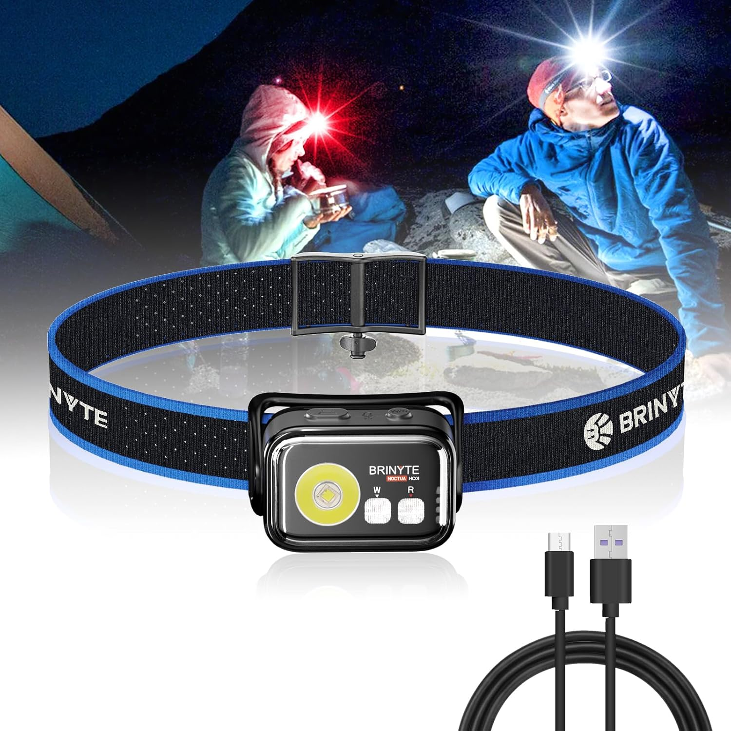 Brinyte HC01 Rechargeable Headlamp with Red Light 1000 Lumen Headband Flashlight Bright Head Lamp for Forehead, Hardhat Headlights for Adults Camping Hiking Running Cycling Hunting Hurricane Emergency image number 3