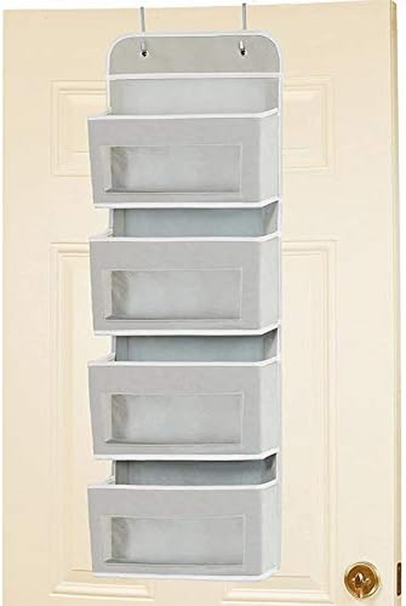 Over Door/Wall Mount 4 Clear Window Pocket Organizer, Brown (Coffee)