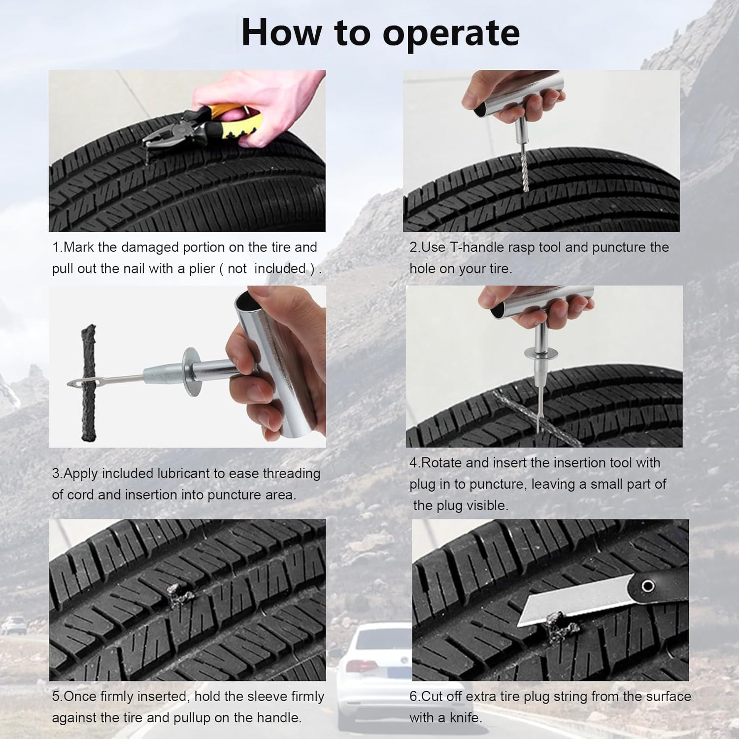 SFFCA Tubeless Tire Repair Kit, 37-Piece Set, Heavy Duty Puncture Repair Tool for Cars, Trucks, Motorcycles, Rvs, Tractors image number 1