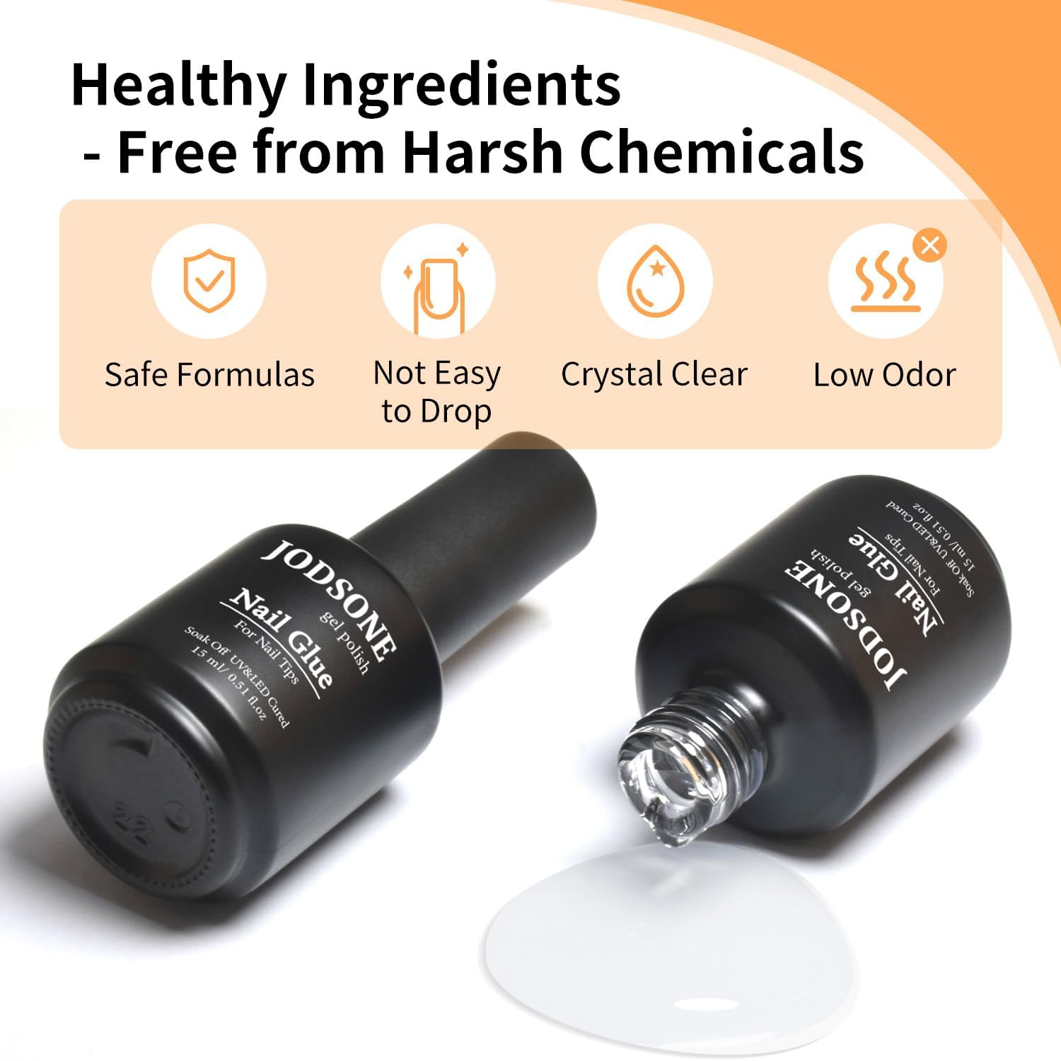 JODSONE 2 Pcs 15Ml Gel Nail Glue, 5 in 1 Nail Glue Kit for Acrylic Nails, Super Strong Brush in Nail Gel Glue for False Nails Tips image number 1