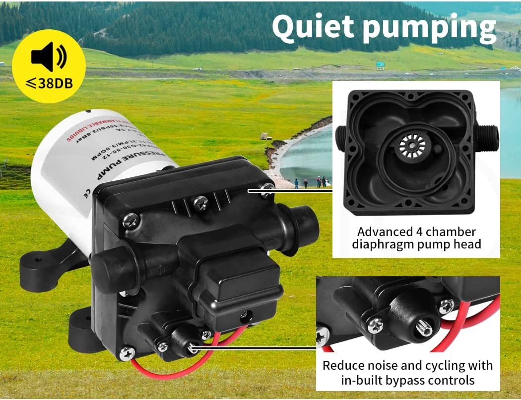 Traderight 12V Caravan Water Pump High Pressure Self-Priming Rv Camping Boat&hellip; image number 5