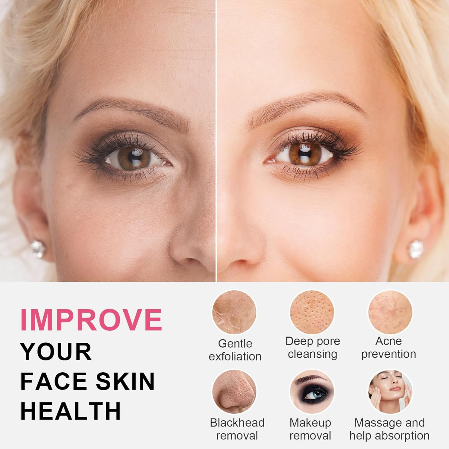 Facial Cleansing Brush, Waterproof Dual-Rotation Face Scrubber Exfoliator with 3 Brush Heads and 2 Adjustable Speeds, Rechargeable Exfoliating Face Brushes for Cleansing and Skin Care (Pink) image number 4