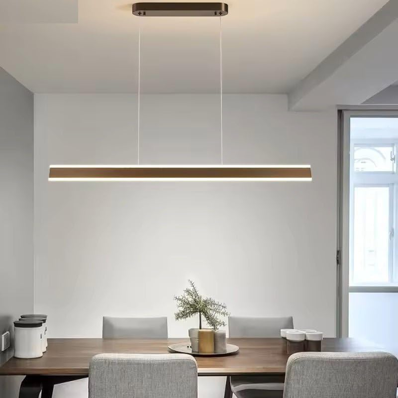 BAMDECOR 1.5M Modern Minimalist Trapezoid Pendant Light Adjustable LED Bar Light for Dining Room and Kitchen-Black image number 4