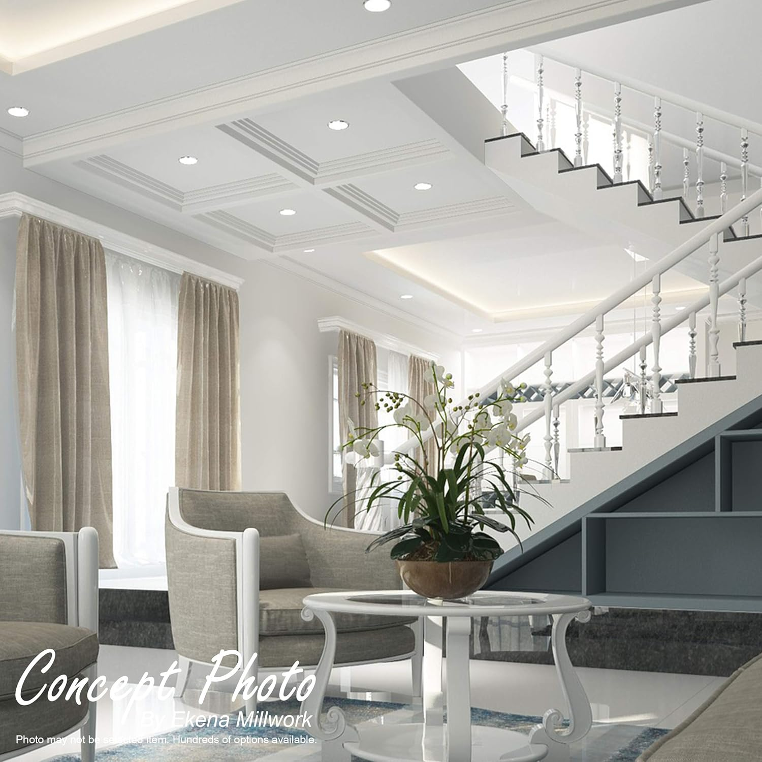 Ekena Millwork CC05ICI02X20X20TR 20W X 2P X 20L Inner Cross Intersection for 5 Traditional Coffered Ceiling System image number 5