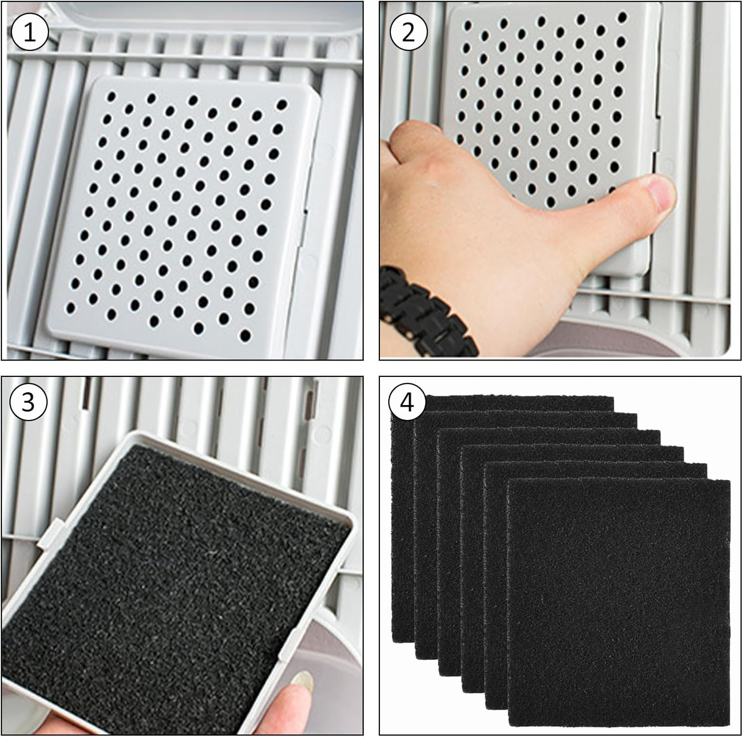 Activated Carbon Filter Cat Litter Tray, Cat Litter Tray Container Replacement Filter, Cat Litter Tray Carbon Filter, anti Odour Filter for Cat Litter, with Cat Litter Scoop, for Cat Litter Box, 15