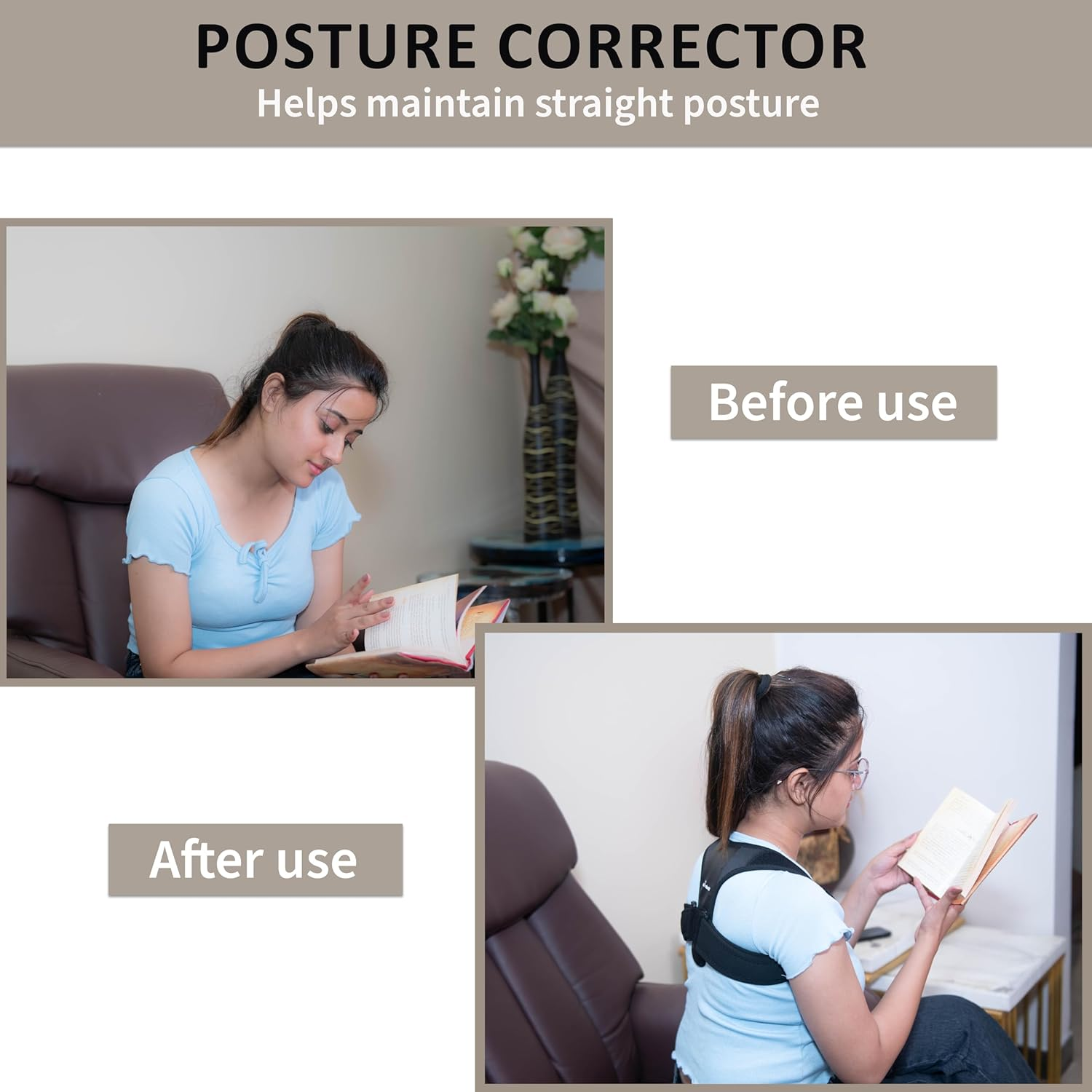 Wonder Care Back Brace Clavicle Posture Corrector Shoulder Brace|Hunched Shoulder Corrector for Men and Women- Fully Adjustable |Shoulder Retraction Brace | for Mid and Upper Spine Support-Flexible image number 3