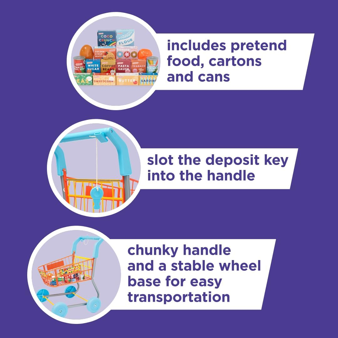 Casdon Shopping Trolley Colourful Toy Shopping Trolley for Children from 3 Years