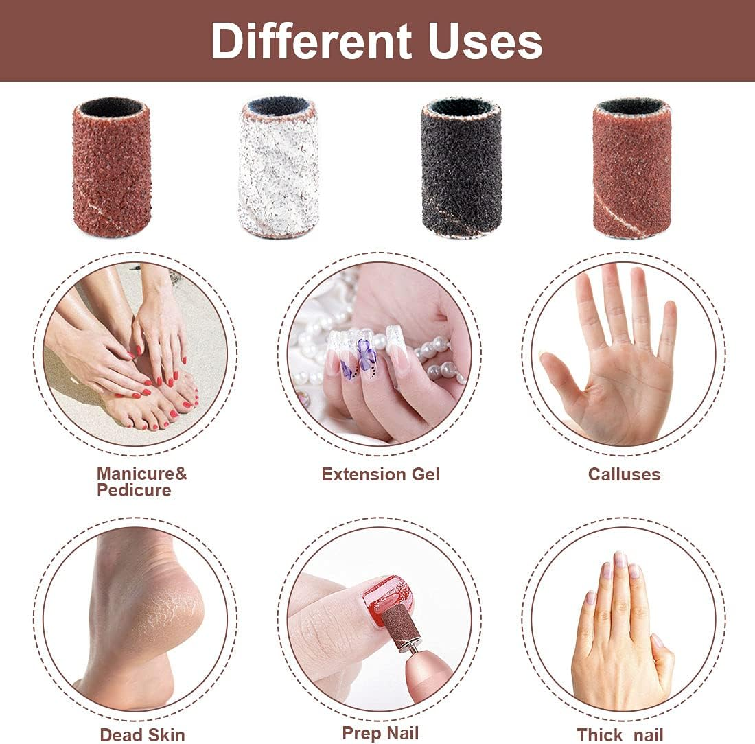 Rolybag Sanding Bands for Nail Drill Portable Nail Strap Set 3 Color Coarse Fine Grit Efile Sand Set 80#120#180#240#,2 Pieces 3/32 Inch Nail Drill Bits for Manicures and Pedicures image number 4