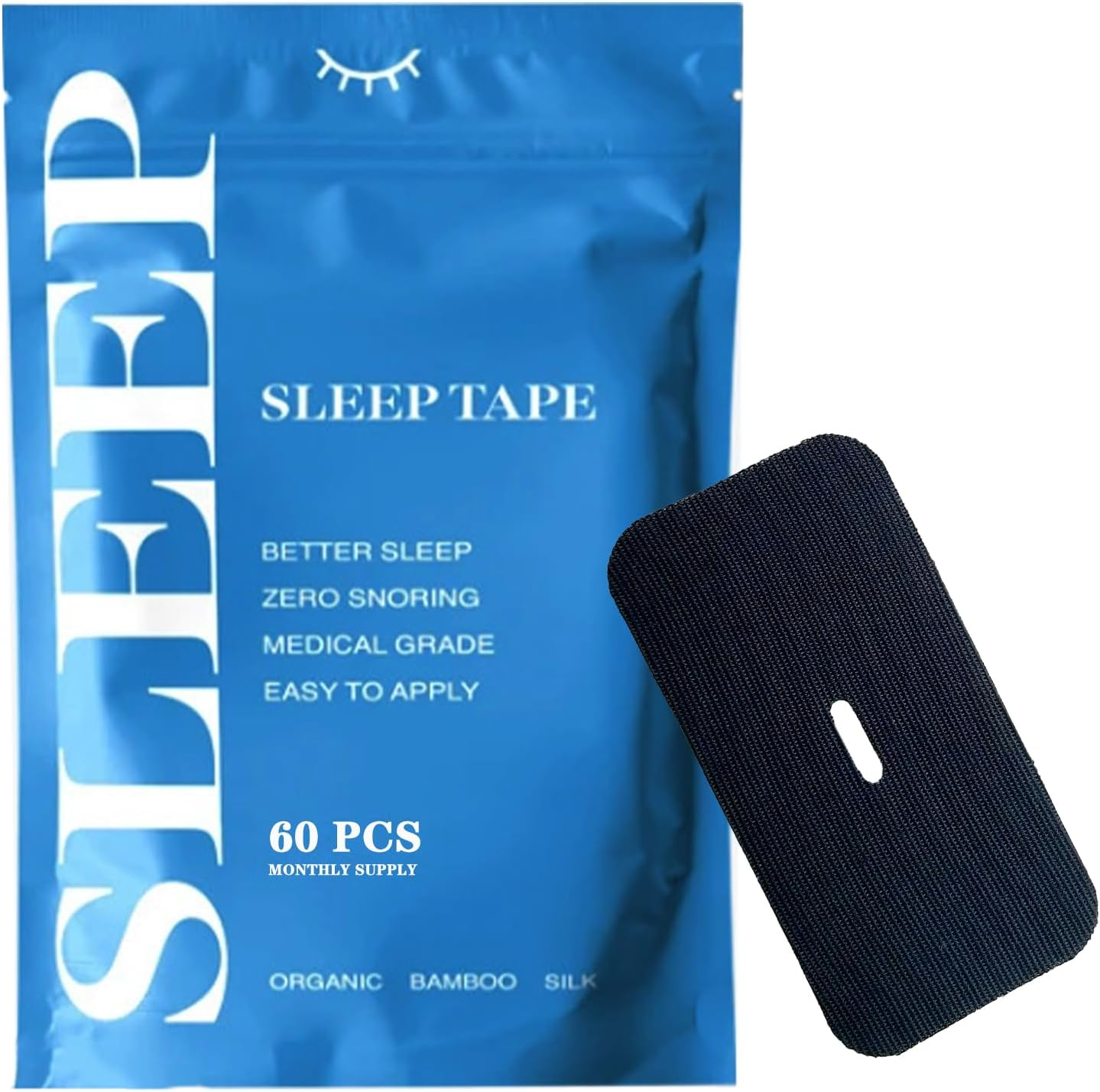 Mouth Tape for Sleeping, 60 Large Size Gentle Anti-Snoring Strips, Breathable Snore Reduction Aid for Better Sleep, Comfortable Hypoallergenic Rayon Mouth Tape for Snoring Relief (8.0X4.0Cm)