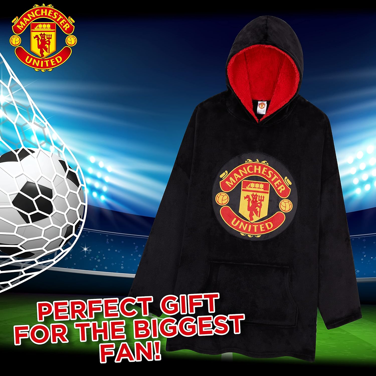 Manchester United F.C. Oversized Hoodie Blanket for Men, Man U Football Gifts image number 6