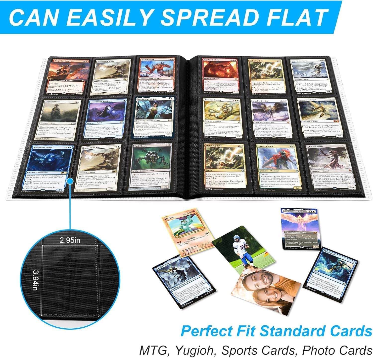 Mumoo Bear 9 Pocket 396 Cards Holder Album Card Binder, Premium Trading Card Binder, Double Sided Pocket PU Collection Binder, Collector Album, Card Folder for MTG, TCG, Sports Cards Pockets (Black) image number 2