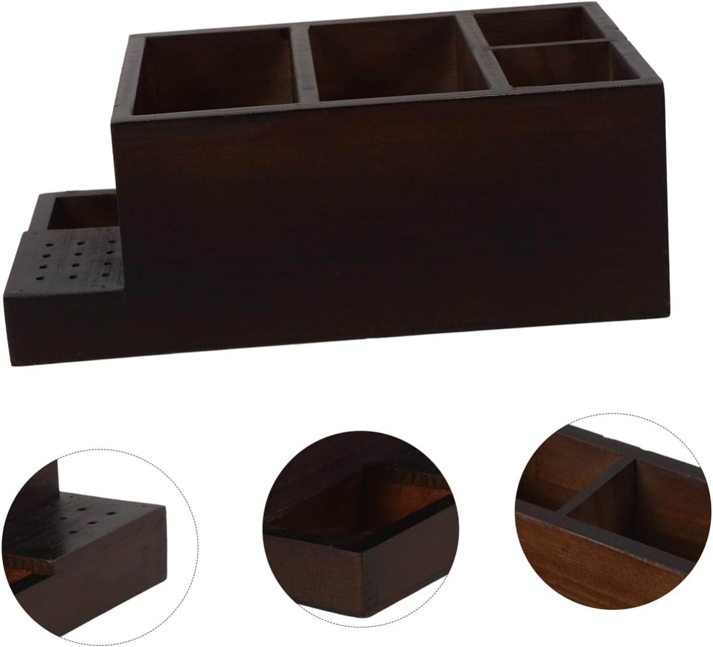 VICASKY Wooden Nail Drill Bit Holder Storage Box Nail Tech Supplies Organizer Manicure Tools Kit image number 6