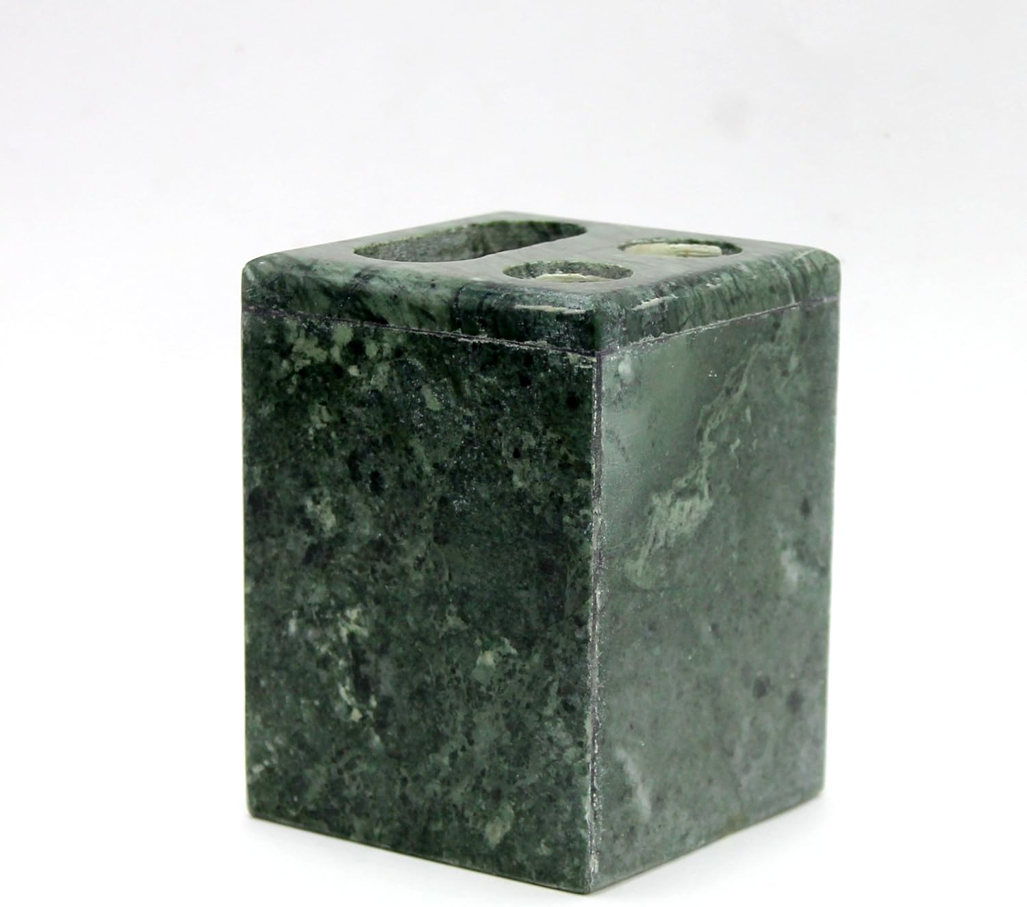 KLEO - Bathroom Accessory Set Made from Natural Green Stone - Bath Accessories Set of 4 Includes Soap Dispenser Toothbrush Holder Tumbler and Soap Dish (Green) - Green image number 3