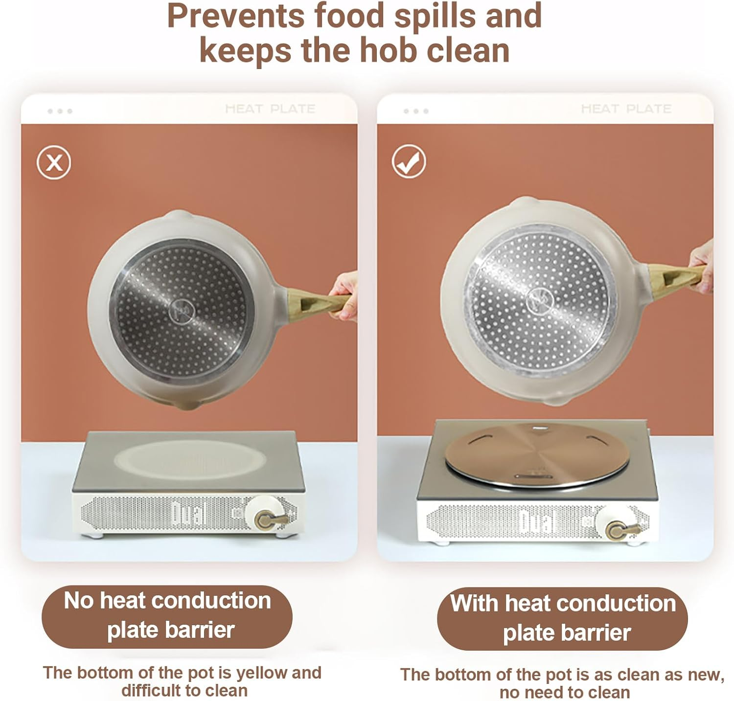 Jascherry 28Cm Heat Diffuser Plate, Stainless Steel Cooking Induction Adapter Simmer Plate for Electric Gas Glass Cooktop Hob Ring, Induction Cooktop Converter Plate with Handle, Rose Gold(D)