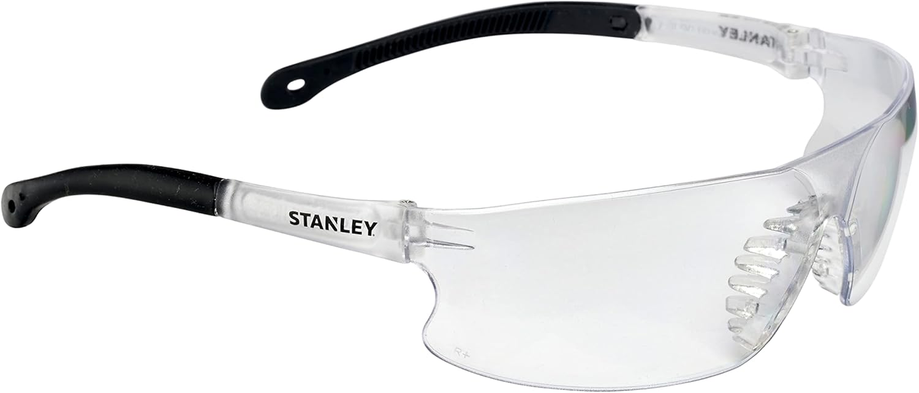 Stanley Clear Lens Transparent Safety Glasses - Clear Safety Glasses for Men & Women - Transparent Arms and Lenses with UV Protection Glasses - Rubber Tipped No-Slip Design - SY1201D