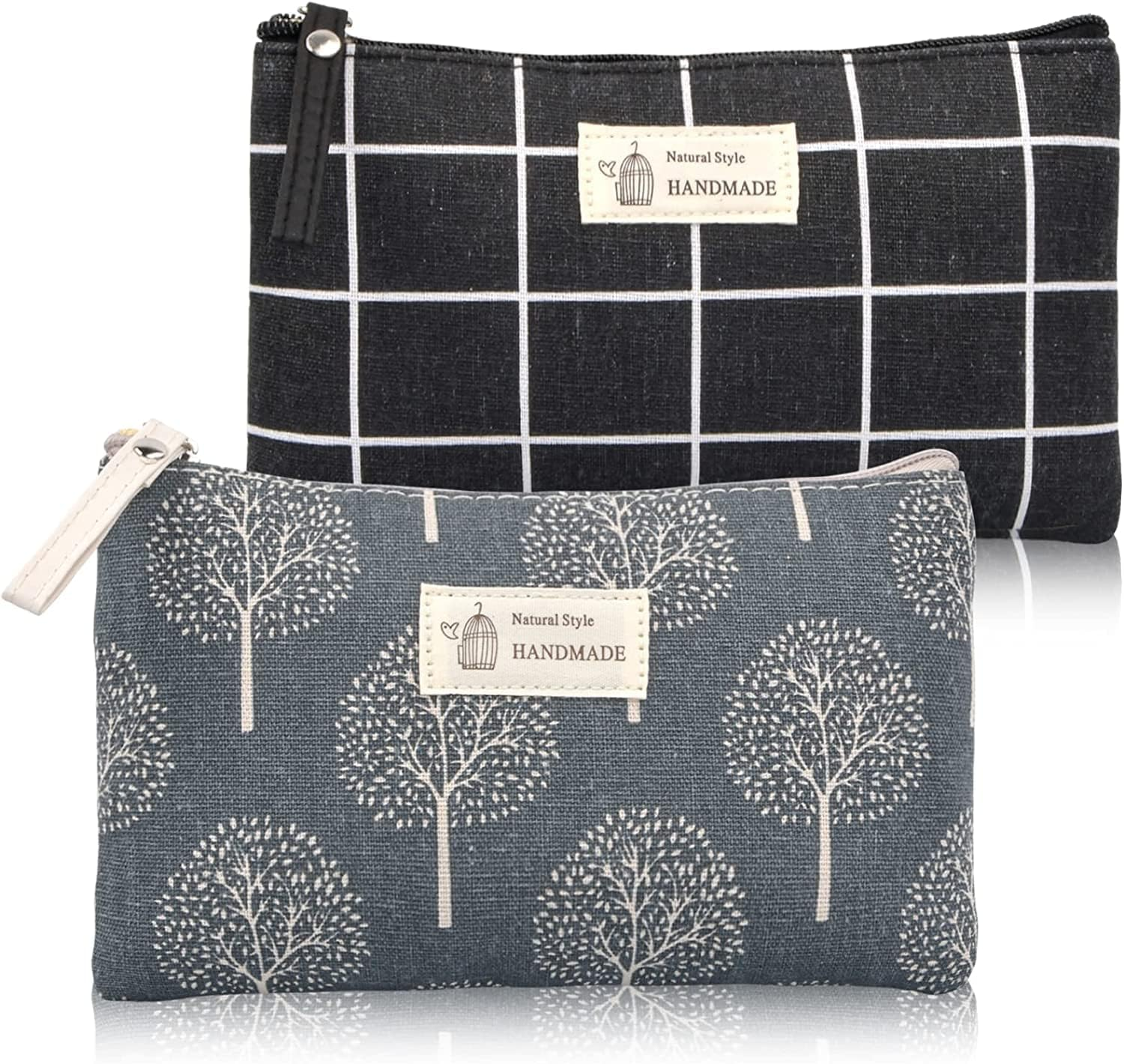 Printed Canvas Cosmetic Bags - 2Pcs Makeup Bags, Travel Pouch, Multi-Function Organizer with Zipper image number 5