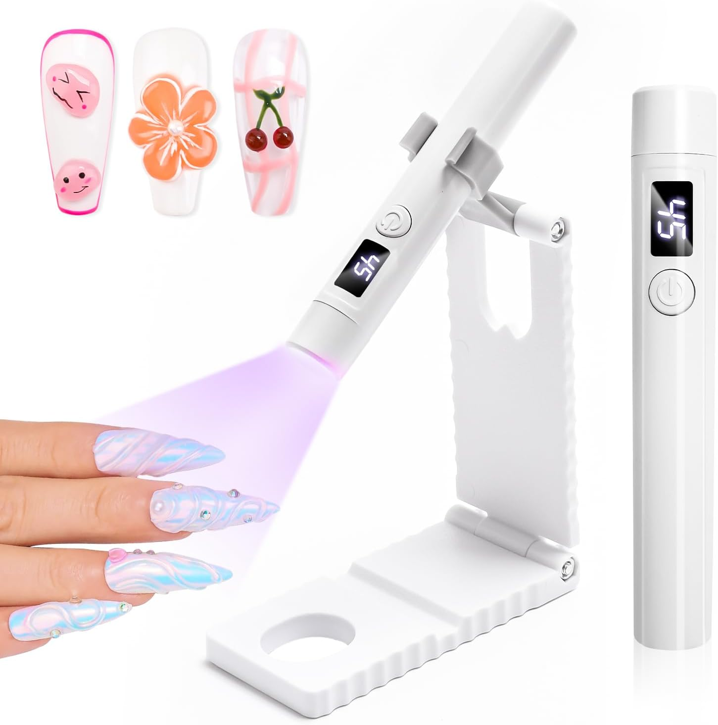 Cordless Mini Nail Lamp [Long-Lasting Battery] Portable Handheld UV Light for Gel Nails Rechargeable with Stand & LCD Screen, Fast Flash Cure LED Nail Dryer for Polish,Nail Strips Home Travel image number 6