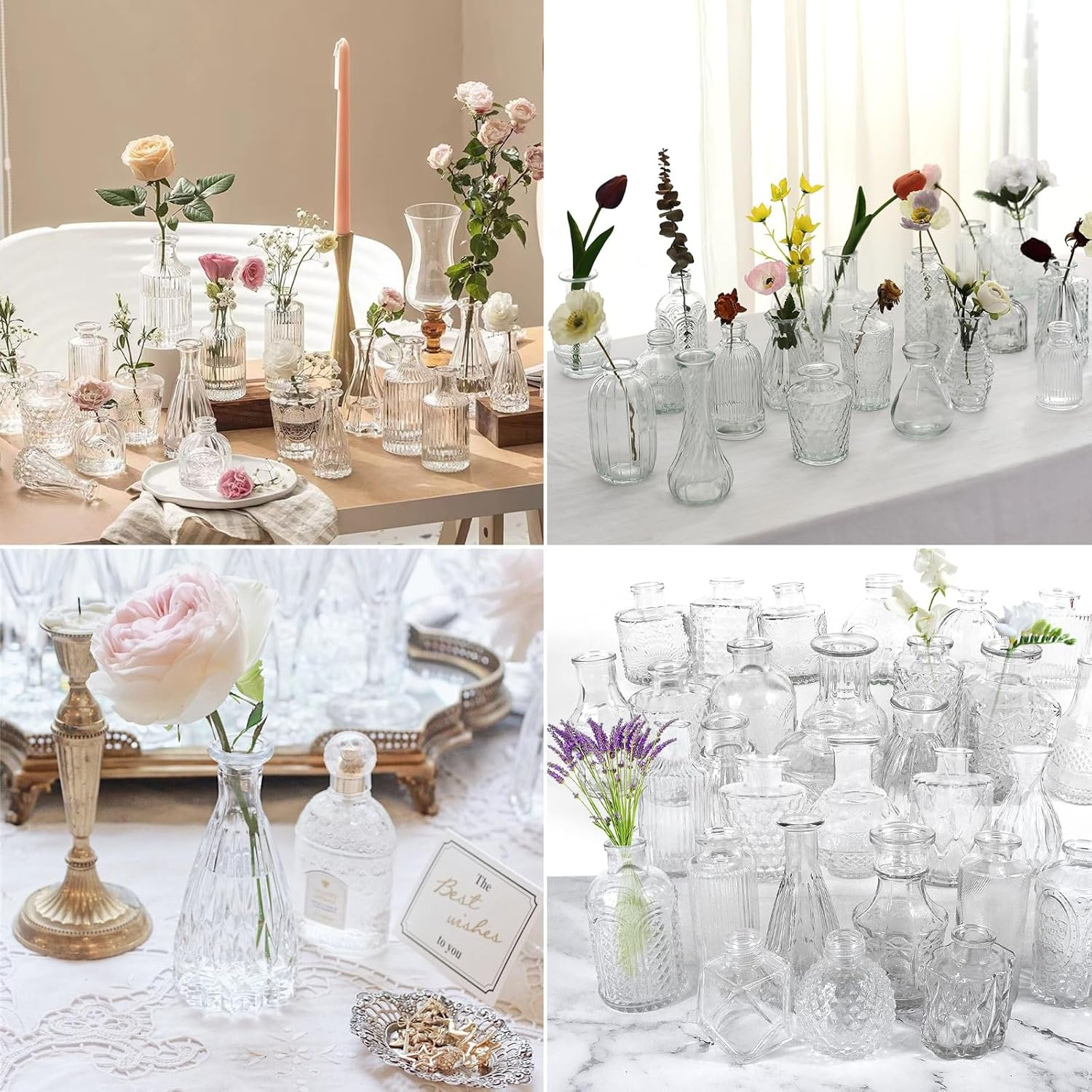Lenamos Glass Bud Vases in Bulk Set of 30, Small Flower Vases Clear Vases for Centerpieces, Mini Vintage Vases for Flowers for Wedding Party Home Decorations Rustic Farmhouse Table Decor