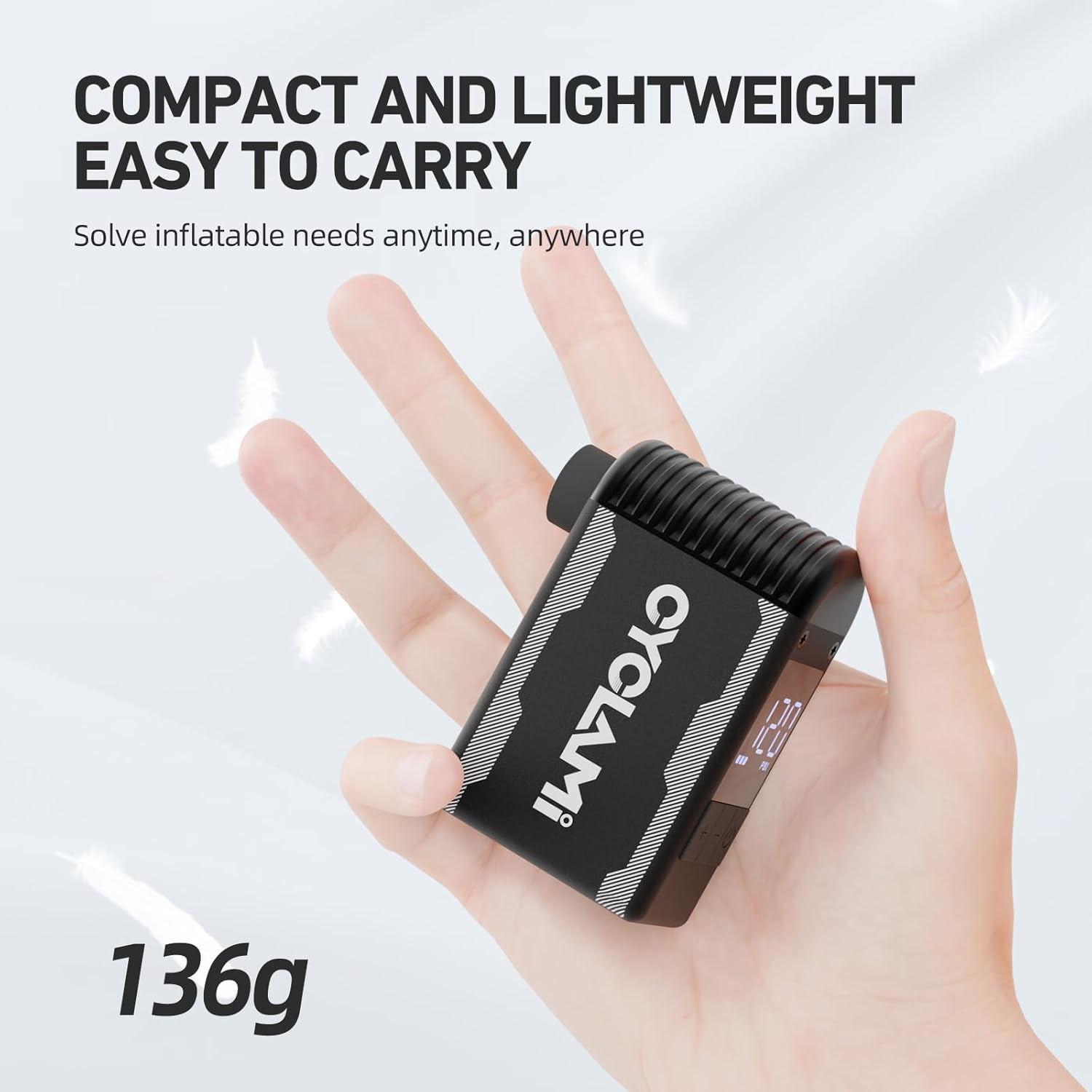 Mini Tiny Bike Pump with Gauge, 120PSI Electric Bicycle Air Pump, Auto Stop, Presta and Schrader Valve Aluminium Portable Tire Inflator for All Bike, Motorcycle, Type-C Rechargeable