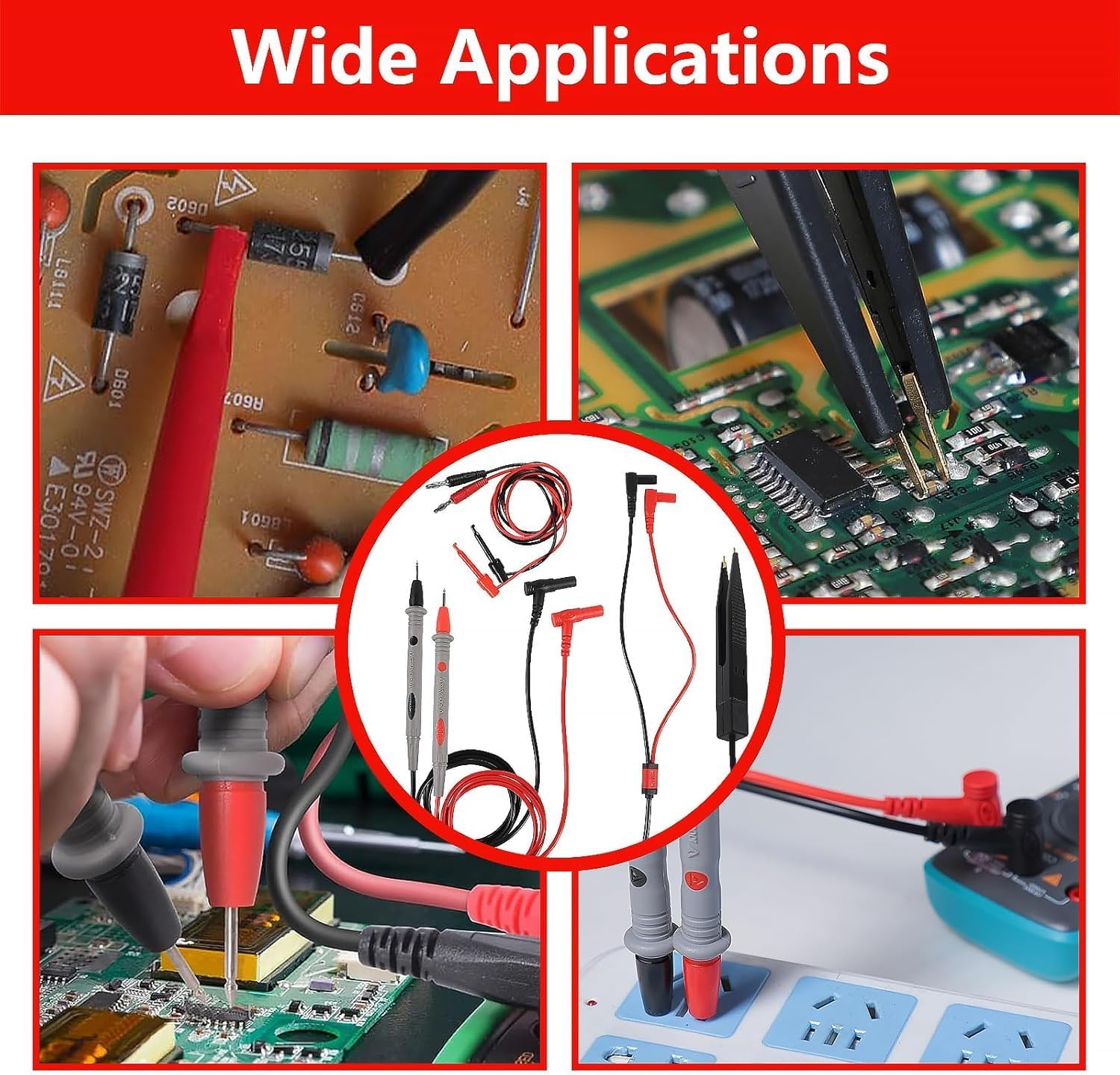 Electrical Multimeter Test Leads Set, Professional Test Leads Set with Alligator Clips, Test Hook, Test Probes Lead Kitfor Digital Electrical Testing image number 2