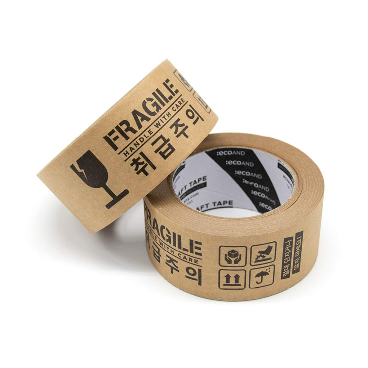 Brown Kraft Paper Tape, 2&rdquo; X 43 Yards, Writable Non-Coated Surface for Masking, Sealing, and Packaging Use, Eco-Friendly and Recyclable, Easy-To-Tear (Non-Printed)