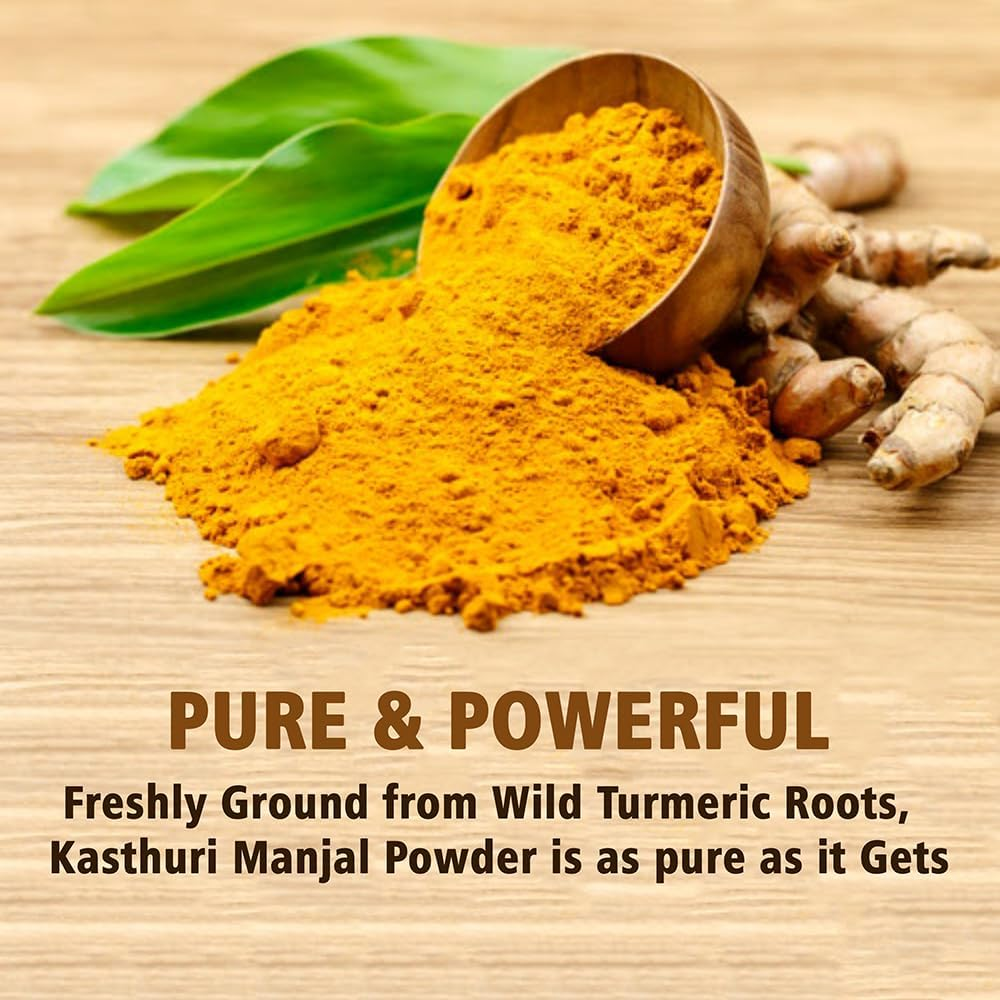 Kasthuri Manjal Powder for Skin and Face Care| Wild Turmeric Powder | Curcuma Aromatica | Helps in Glowing Skin Acne and Radiant Skin (277G) image number 1