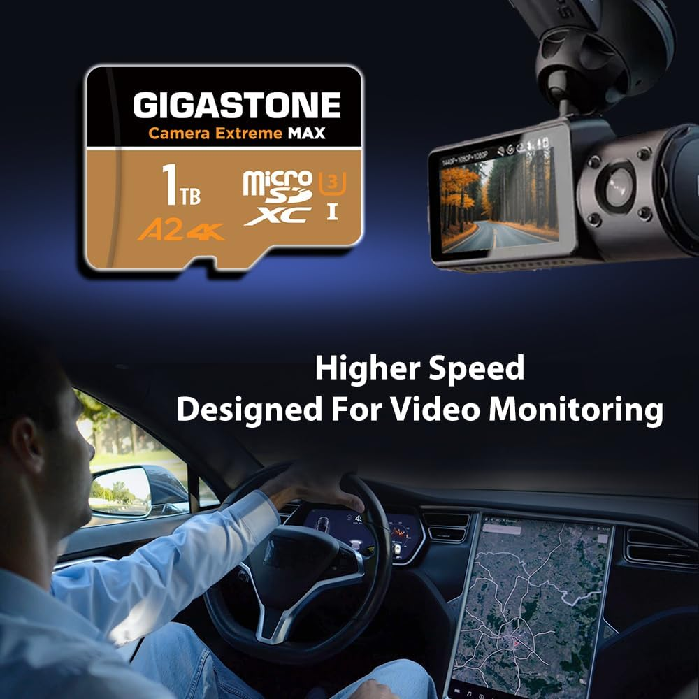 [5-Yrs Free Data Recovery] GIGASTONE 1TB Micro SD Card, 4K Camera Extreme MAX Series Speed up to 160Mb/S, Compatible With, Gopro, DJI, REDTIGER Rove VIOFO VANTRUE Dash Cam, Microsdxc UHS-I A2 4K U3 image number 5