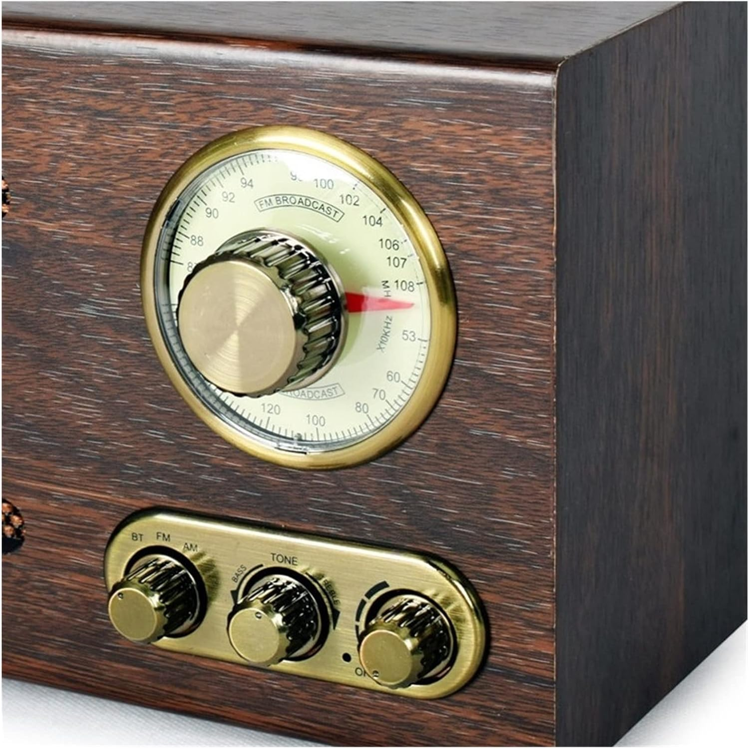 JUSTYAOFENG Vintage Radio Bluetooth Tabletop AM/FM Hi-Fi Retro Classic Home Built-In Speaker Treble&Bass Control Hand-Crafted Wood Radio (Color : 220V-240V) image number 3