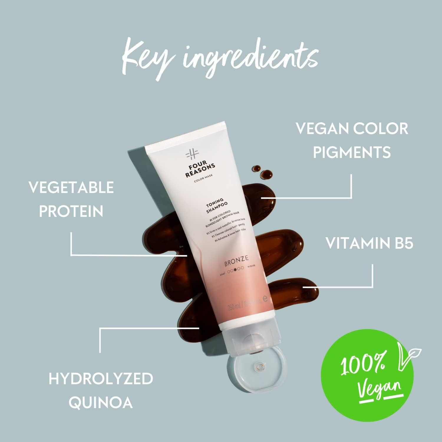 Color Mask Bronze Toning Treatment - Toning Conditioner for Blonde and Light Brown Hair Gives a Metallic Bronze Tone - Four Reasons 6.76 Fl Oz