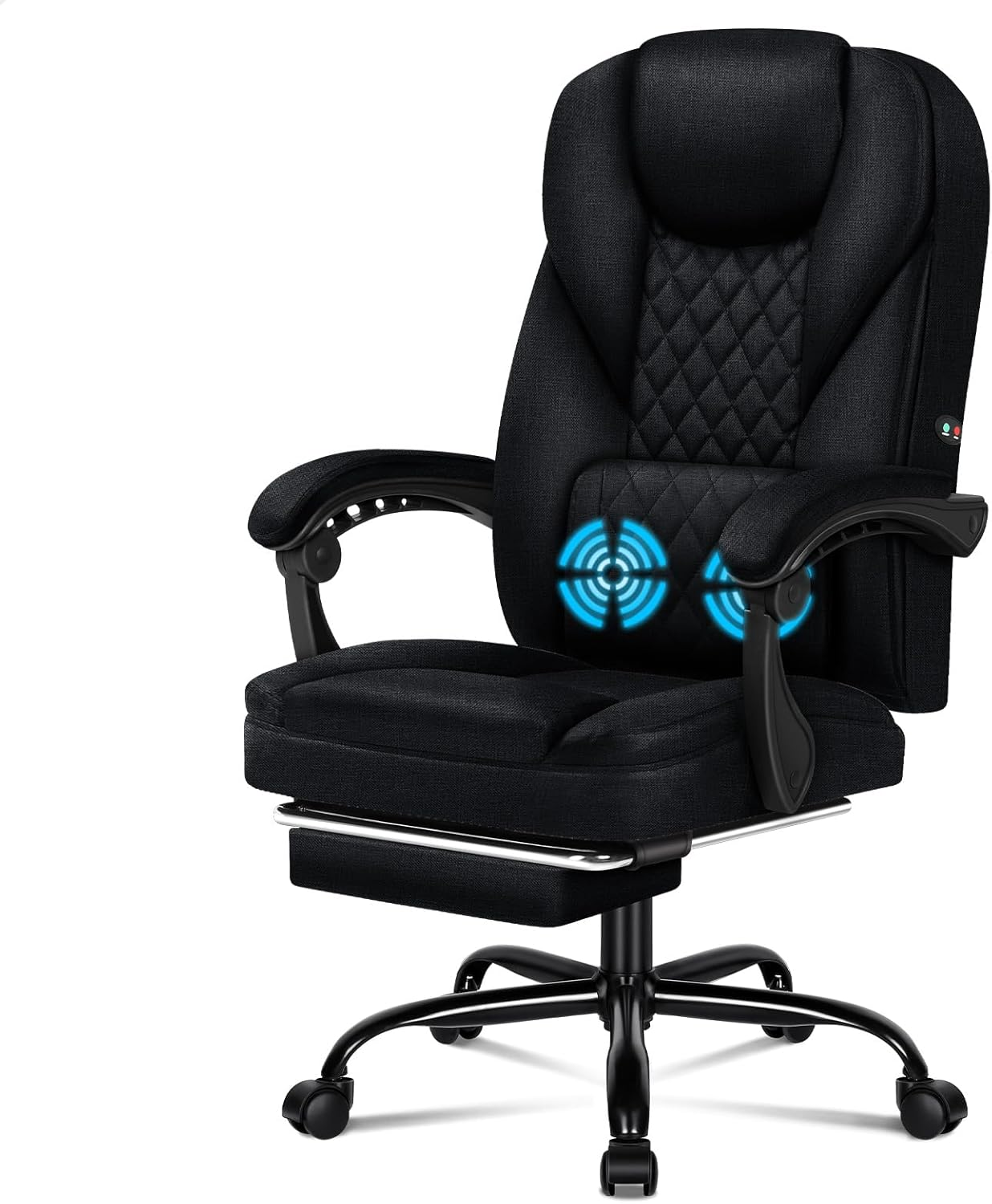 ALFORDSON Avery Fabric Grey Office Chair with 150&deg; Recline & 2-Point Massage, Ergonomic Computer Desk Chair with SGS Approved Gas-Lift, Executive Home Desk Chair Video Game Chair