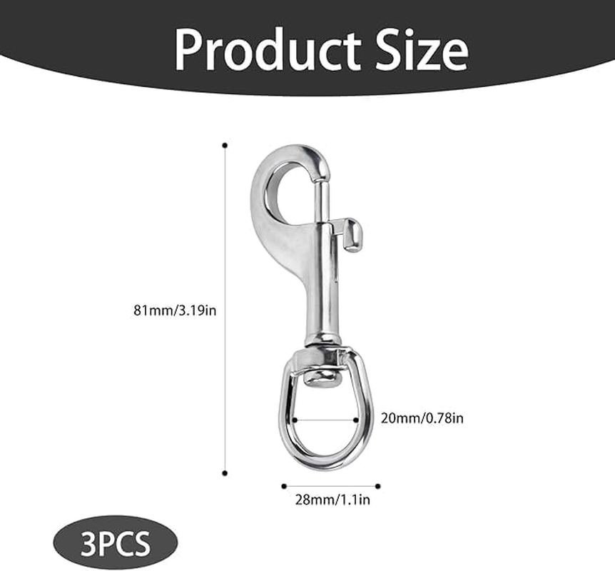 Ksngtixe 3Pcs Stainless Steel 316 Heavy Duty Swivel Snap Hooks, Marine-Grade Bolt Spring Hooks for Diving, Dog Leash, Flagpole Rope, Camera Strap & Clothesline image number 6