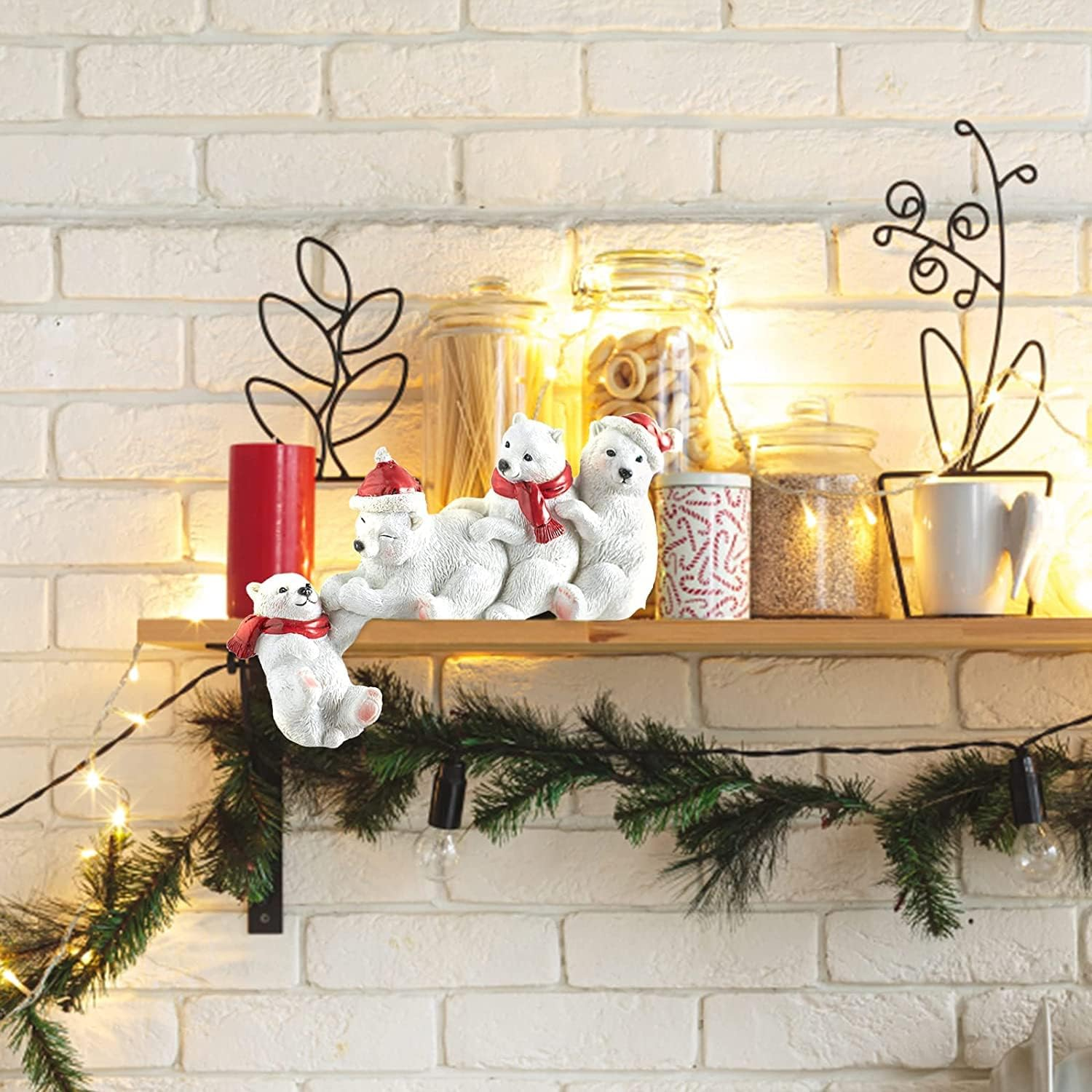 Polar Bear Christmas Decorations Table Corner Decoration,Bear Figurines Table Holiday Decor Holiday Shelf Sitters,Christmas Presents Home Xmas,Polar Bear - Black Bear image number 2