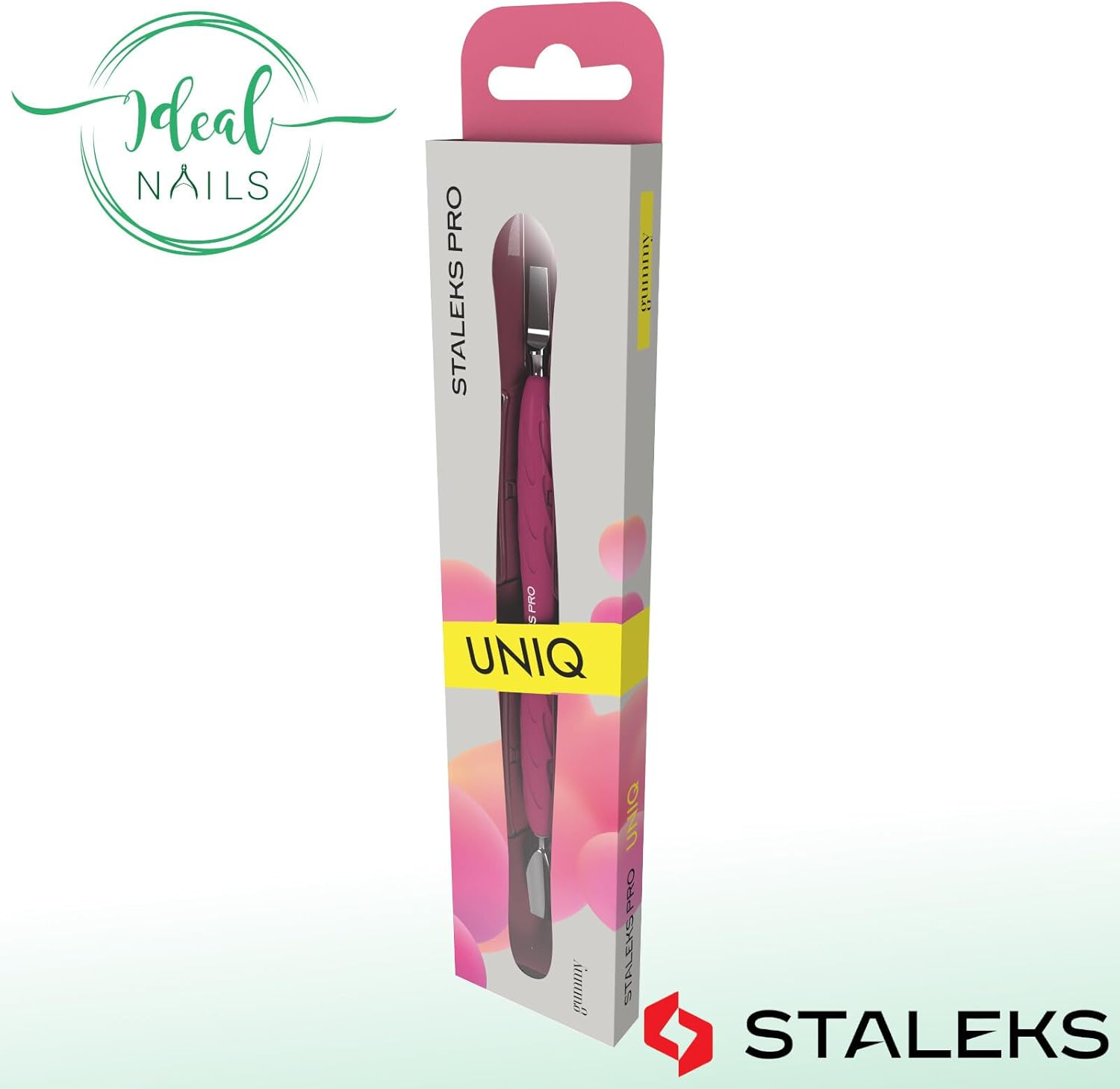 STALEKS UNIQ PQ-10/5 Double Instrument for Manicure with Silicone Handle (Narrow round Pusher + Straight Scraper) image number 4