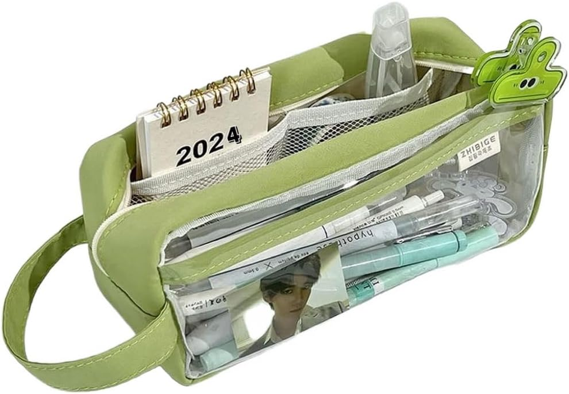 Clear Pencil Pouch Aesthetic School Supplies Large Cute Pencil Case for Girls Preppy Pencil Case Aesthetic