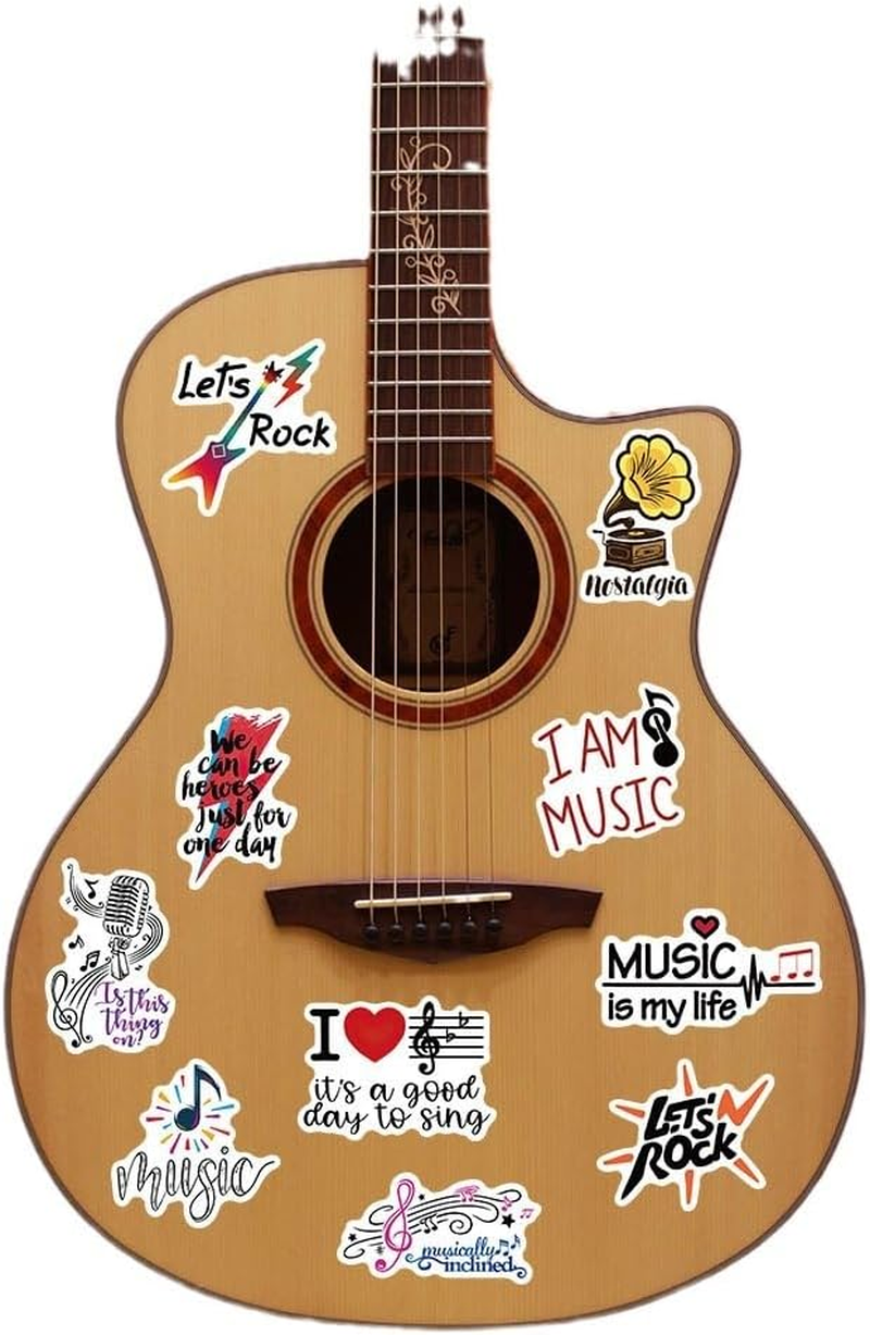 50 Pcs Music Note Holographic Vinyl Stickers &ndash; Fun Motivational Rock & Roll Music Stickers for Laptop, Water Bottles, Skateboards, Notebooks, Luggage, Phone, and Personalized Decor
