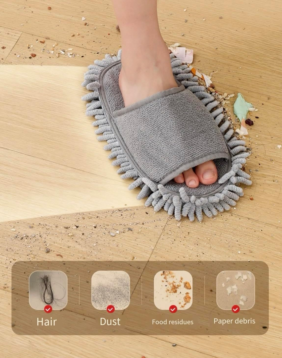 1 Pairs Microfiber Dust Cleaning Slipper Men and Women House Mop Washable Mopping Slippers Unisex Dusting for Floor Dust Dirt Cleaning Tool Supplies image number 4