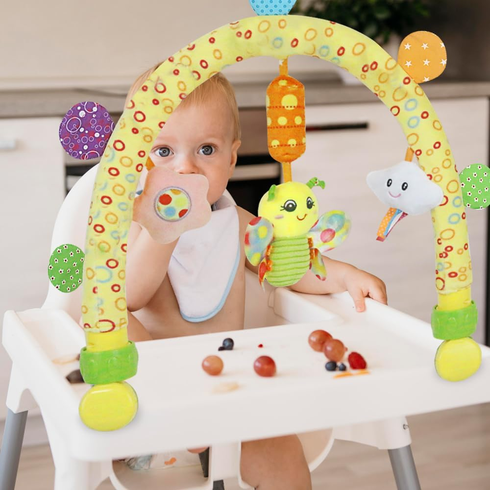 Baby Bassinet Toys, Infant & Toddlers Crib Stroller Accessory & Pram Activity Bar Toy for Senses and Motor Skills Development Indoor and Outdoor (Butterfly)