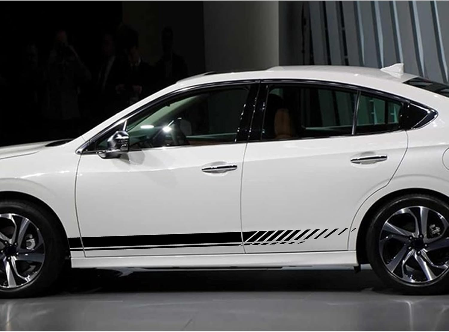 SUNJIKA Universal Vinyl Side Body Car Decals Racing Stripes Sticker Stripe Graphics Car Side Decals for SUV Off-Road Auto Car Body Side Door Decoration Racing Accessories 2PCS (Black) - Black image number 3