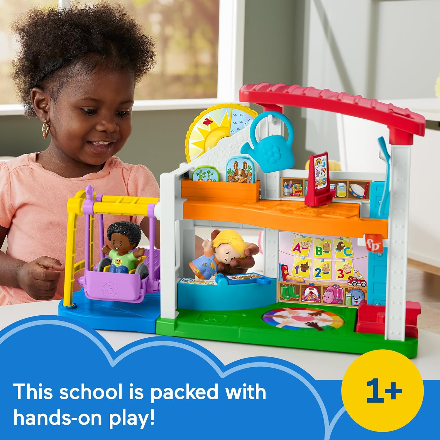Fisher-Price Little People Toddler Playset Play for All School with 2 Figures & 2 Accessories for Preschool Pretend Play Ages 1+ Years image number 3