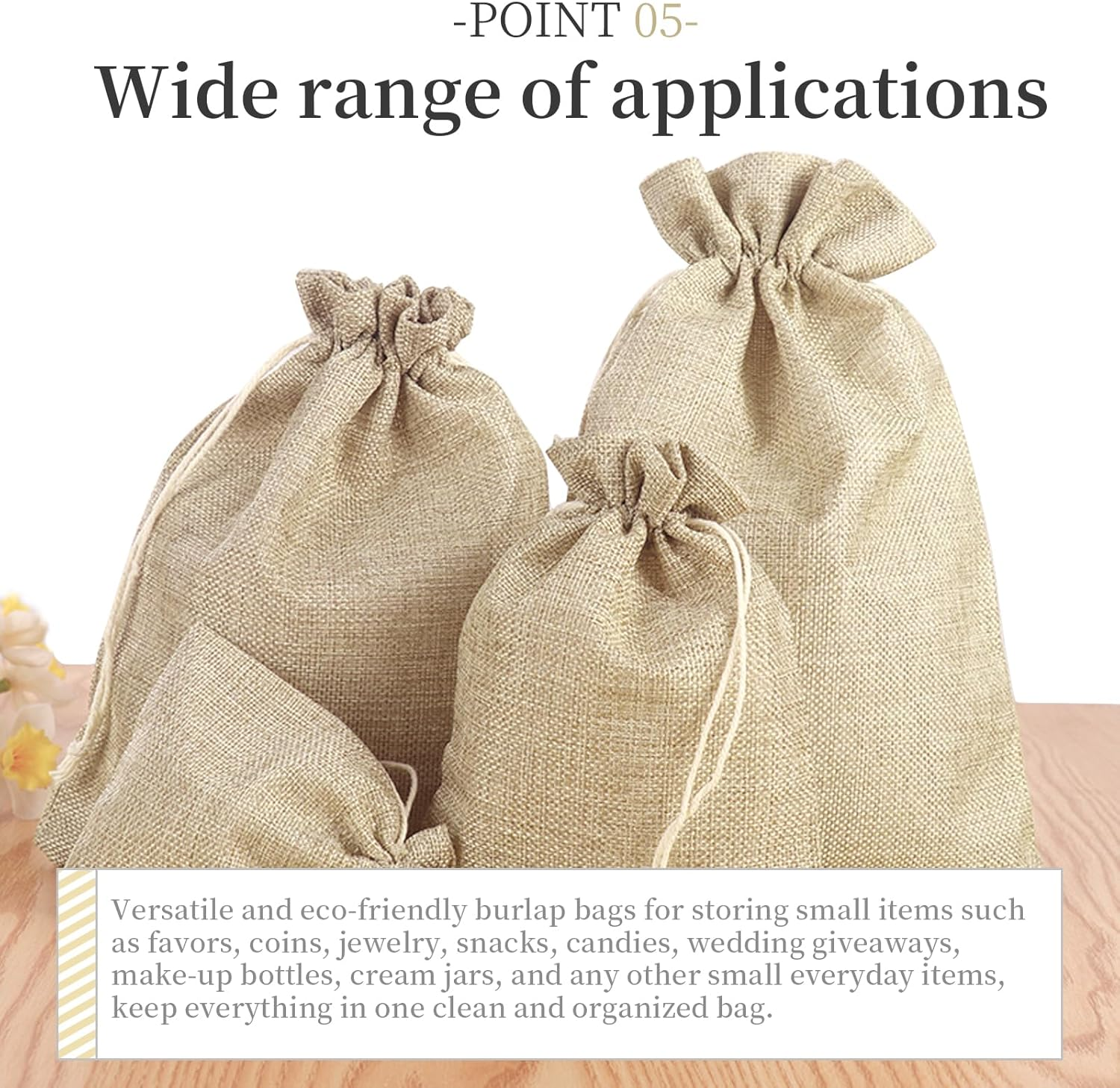 TRMFUSA 30 Pack Burlap Jute Gift Bags with Drawstring image number 1