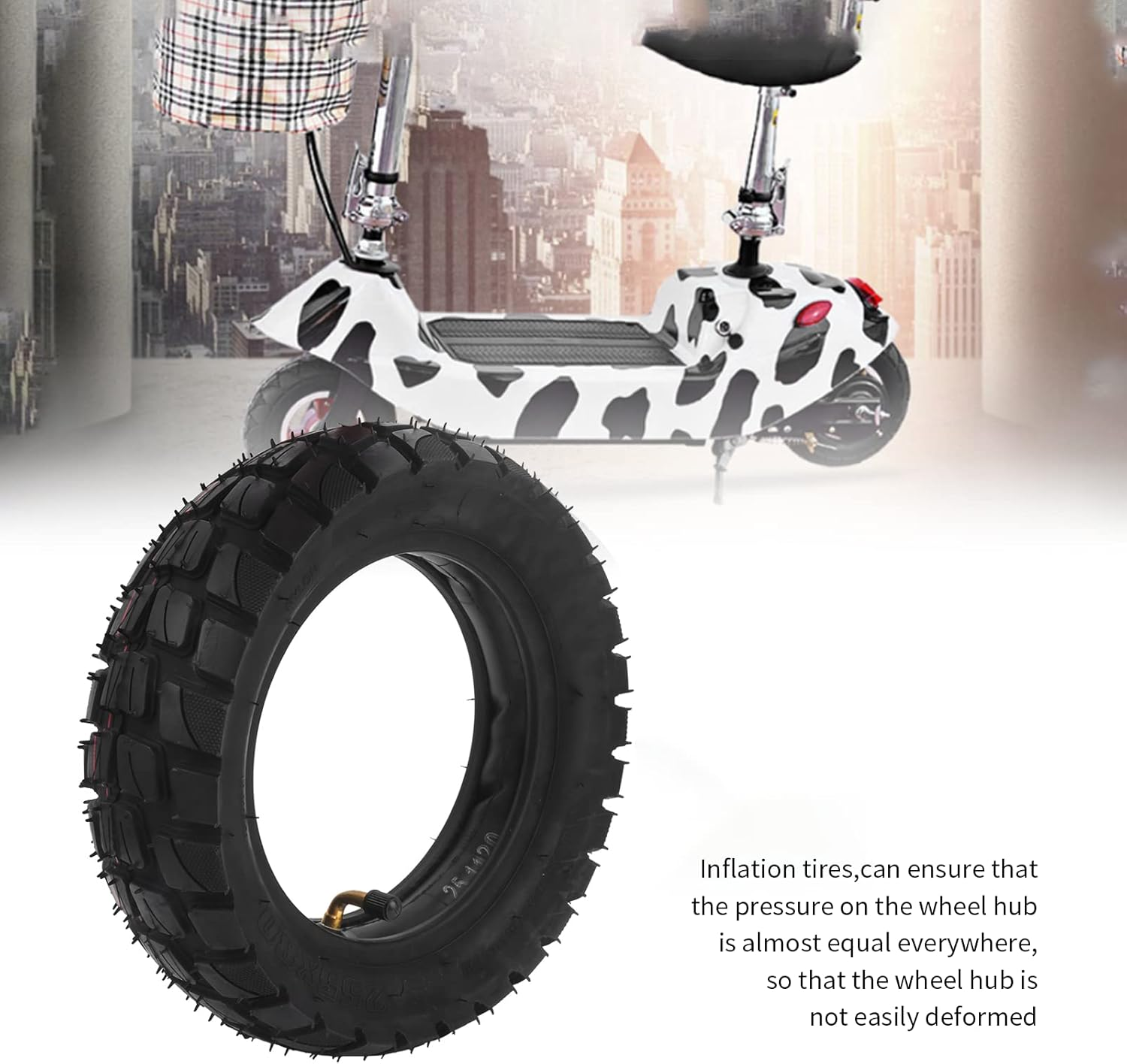 Gugxiom 10In Electric Scooter Tire, Inflatable Rubber Tyre, Scooter Tire Replacement,Scooter Wheels, Electric Scooter Parts, 255X80 Outer Tire and 10X2.50 Inner Tube image number 3