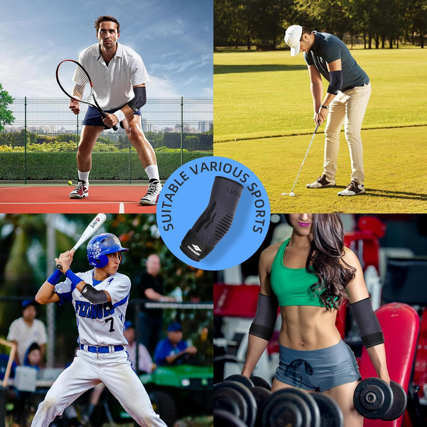 Tennis Elbow Brace with Strap, Elbow Compression Sleeve for Women and Men, Elbow Support Brace for Tennis Elbow, Golfers Elbow, Tendinitis, Pain Relief, Workouts, Weightlifting image number 5