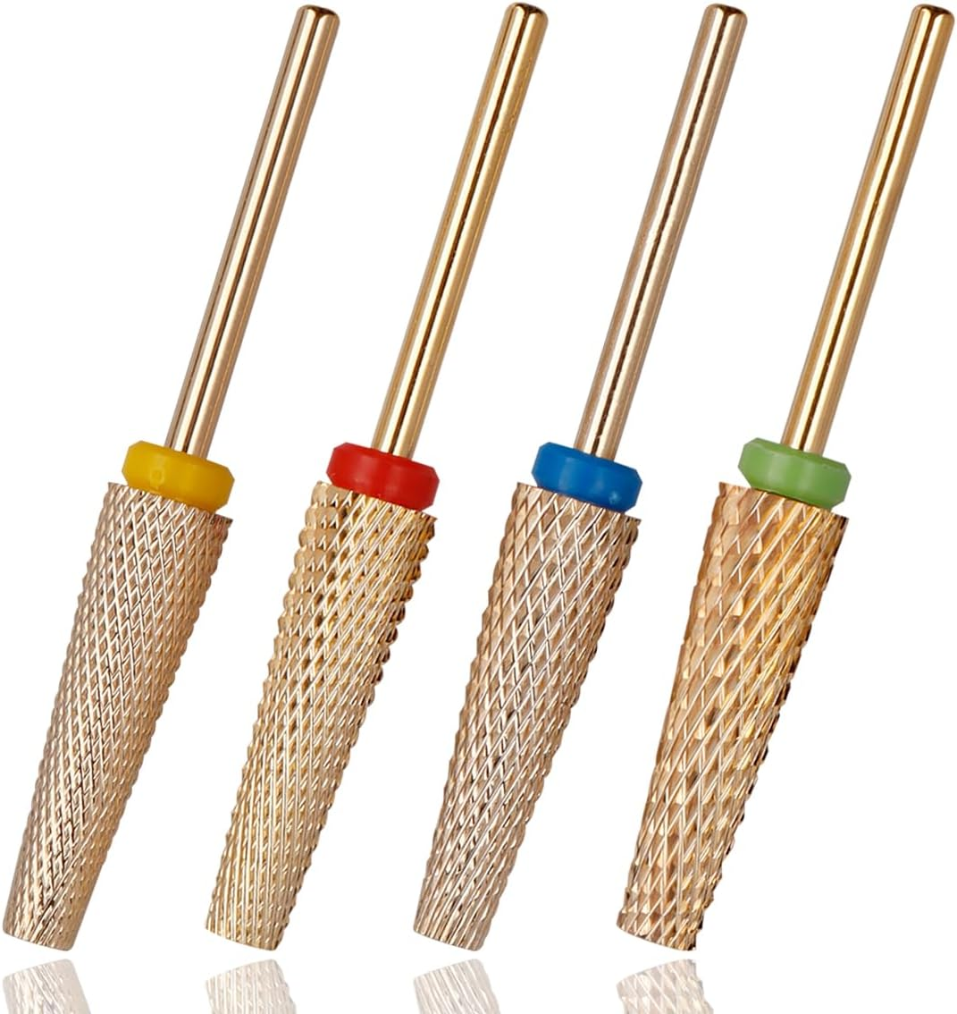 Evponk 4 Pcs Long Nail Drill Bits Set, Professional 3/32" Tungsten Steel Alloy Nail File Bits (M, C, F, XF) for Manicure, Pedicure, Salon & Home Use image number 5