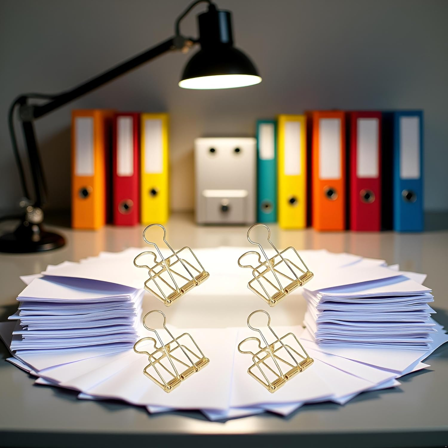 4Pcs Golden Hollow Out Long Tail Wire Binder Clips Paper Binder Clip Large 51Mm Binder and Paper Clips, Clamps and Rings, Office Supplies Small in Size and Light in Weight(Zs612) image number 1