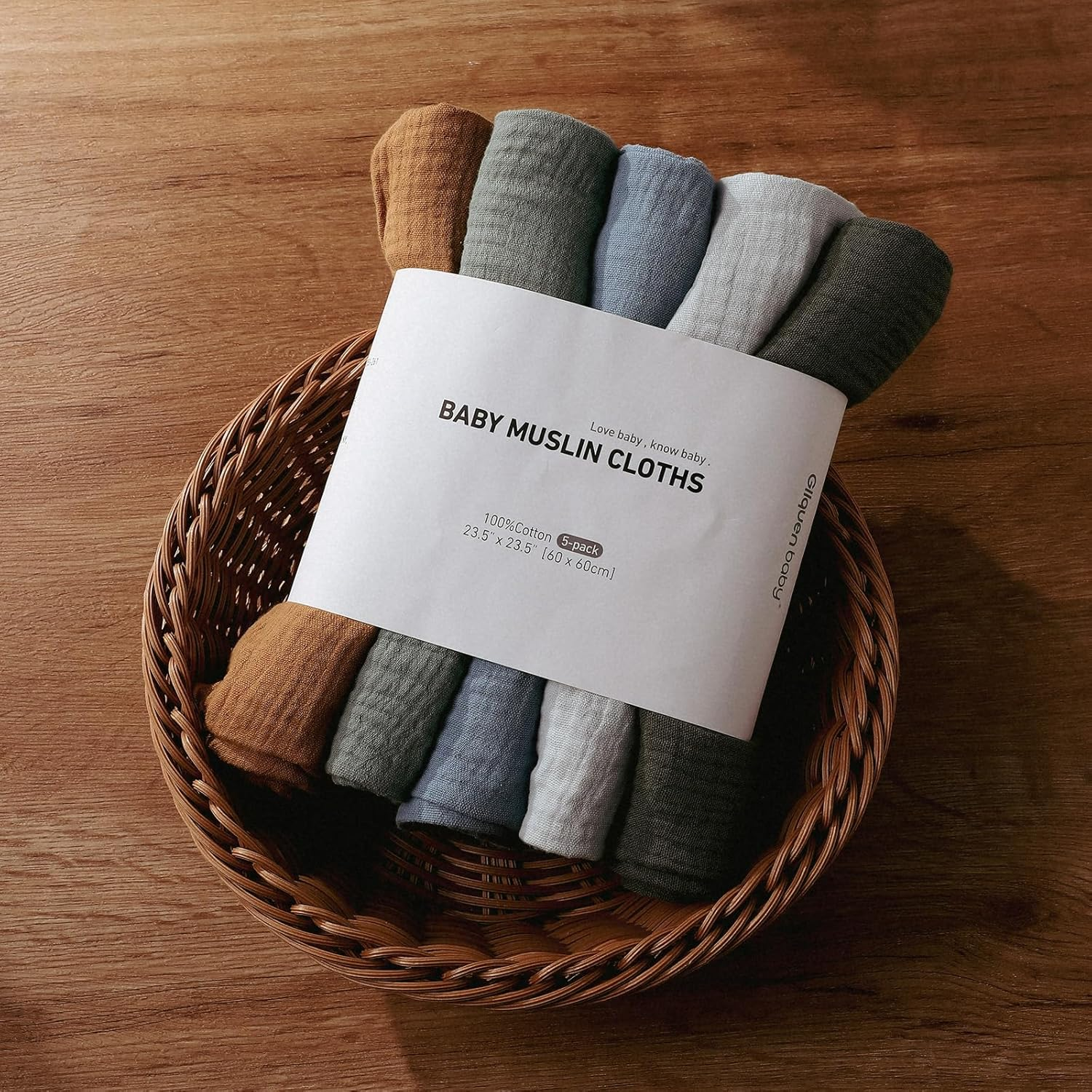 Muslin Swaddle Blankets, Neutral Receiving Blanket Swaddling for Newborn Boys and Girls, 5 Pack Breathable and Skin-Friendly Burp Cloths Swaddle Wrap for Infant Baby (Bright Colors) image number 4