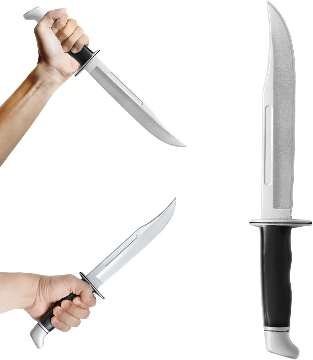 Inin 13.5" Halloween Fake Rubber Knife,Safe Cosplay & Martial Arts Practice Prop,Ideal Halloween Costume Knife Decor. Black image number 1