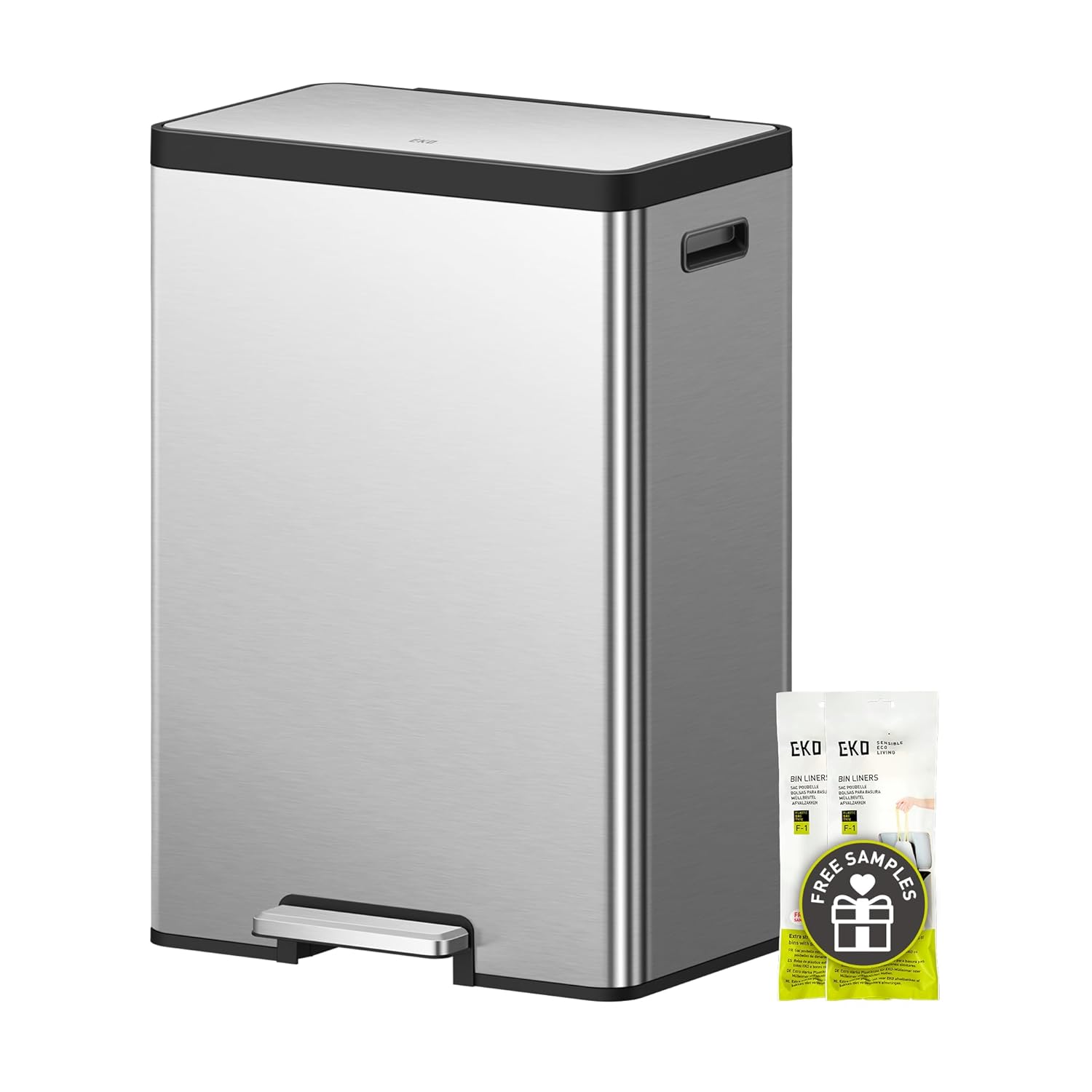 EKO Ecocasa II Rectangular Kitchen Step Trash Can, 20L+20L Dual Compartment Recycling Bins, Stainless Steel Lid and Pedal, Odor-Proof, Fingerprint Resistant image number 5